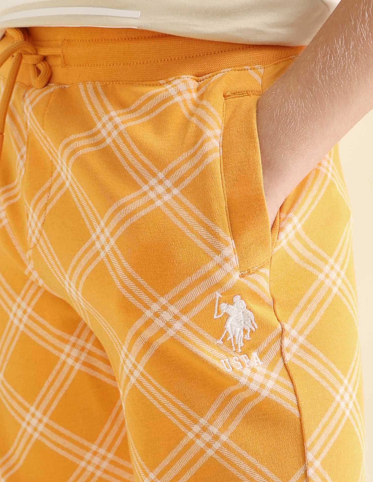 Boys Plaid Checked Regular Fit Shorts Orange - U.S. POLO ASSN. | Large