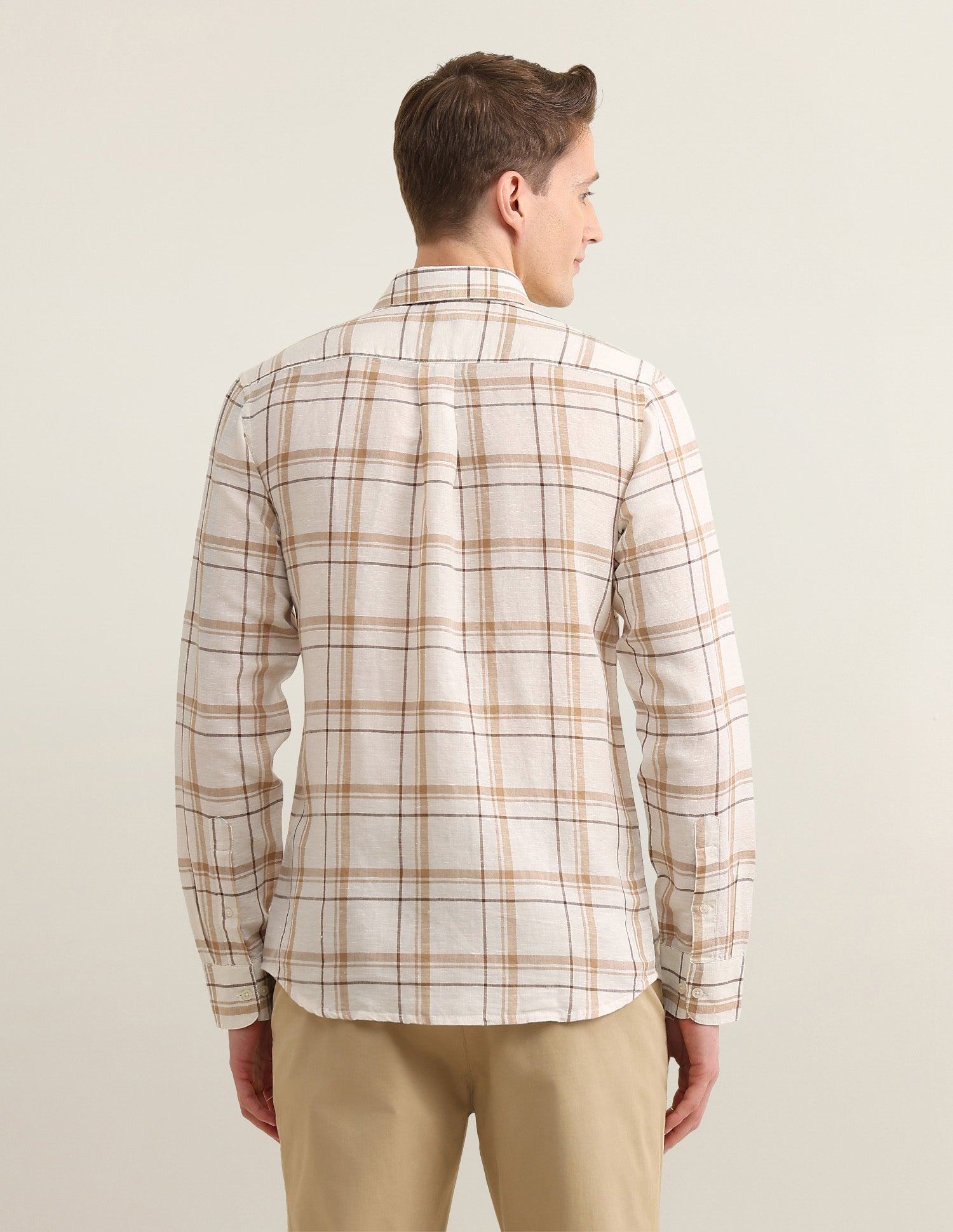 Windowpane Checked Sotogrande Shirt Ivory - U.S. Polo Assn. India | Large