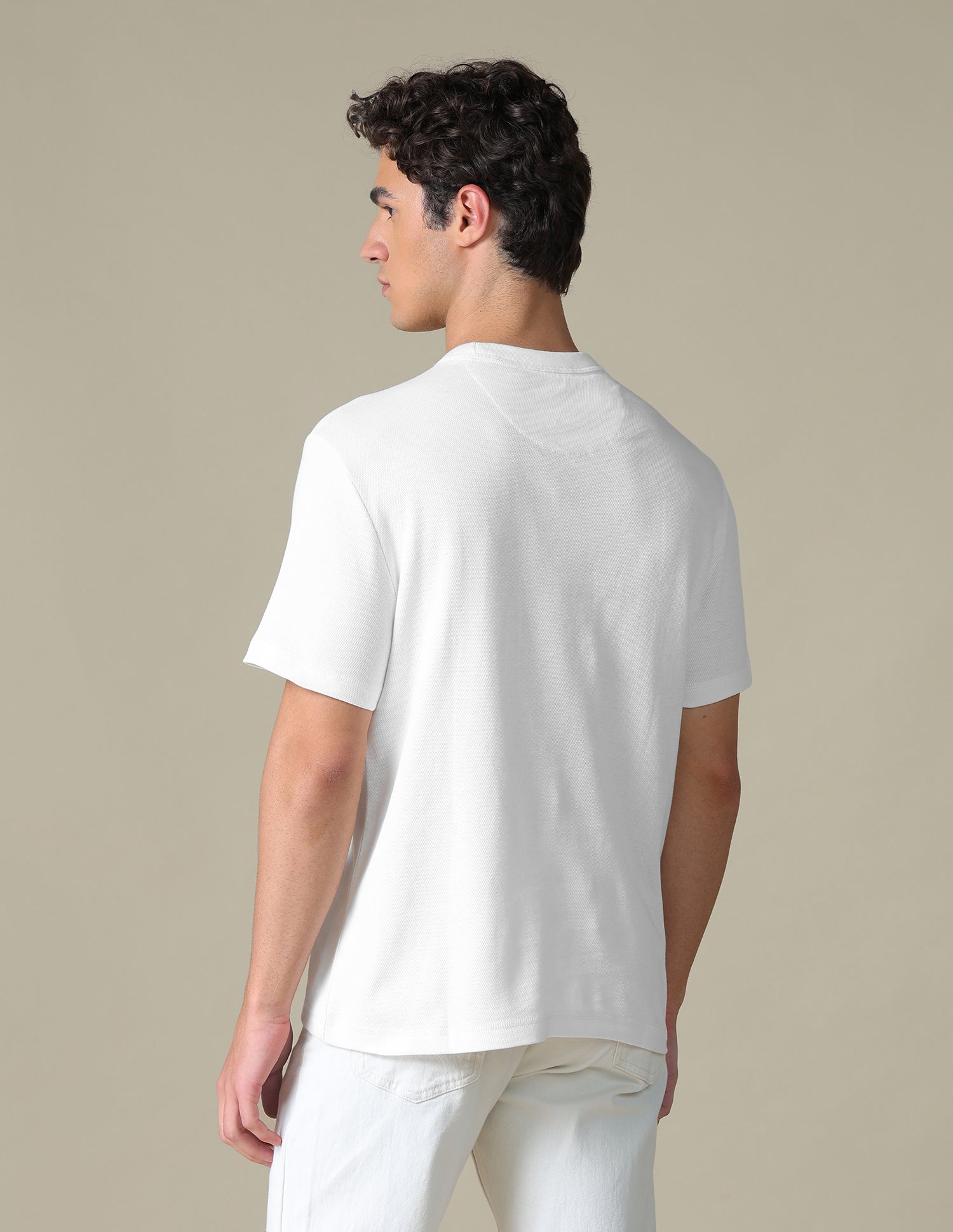 Solid Slim Fit T-Shirt Ivory - U.S. Polo Assn. India | Large