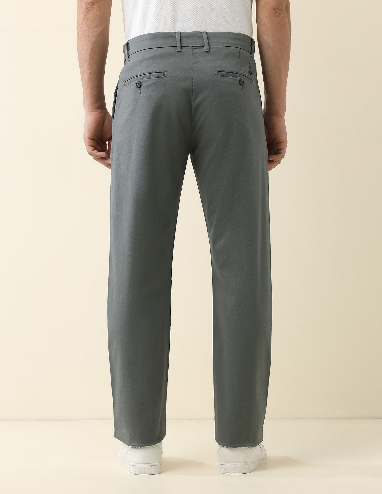 Straight Fit Solid Chinos Grey - U.S. Polo Assn. India | Large