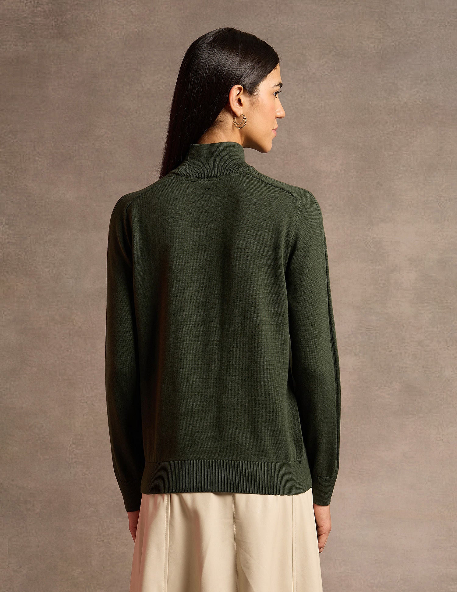 High Neck Solid Sweater Olive - U.S. Polo Assn. India | Large