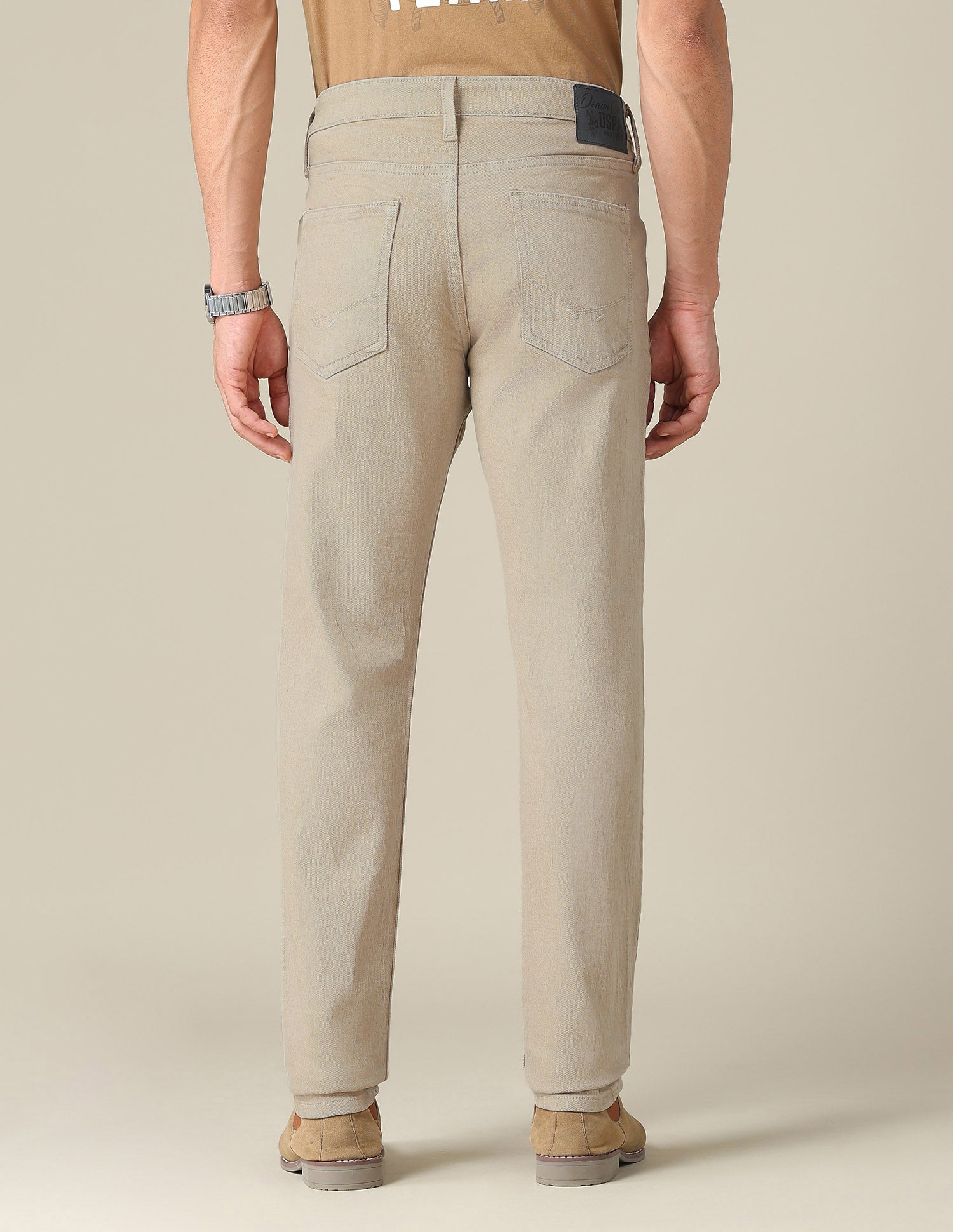 Brandon Slim Tapered Fit Beige Jeans Stone - U.S. POLO ASSN. | Large