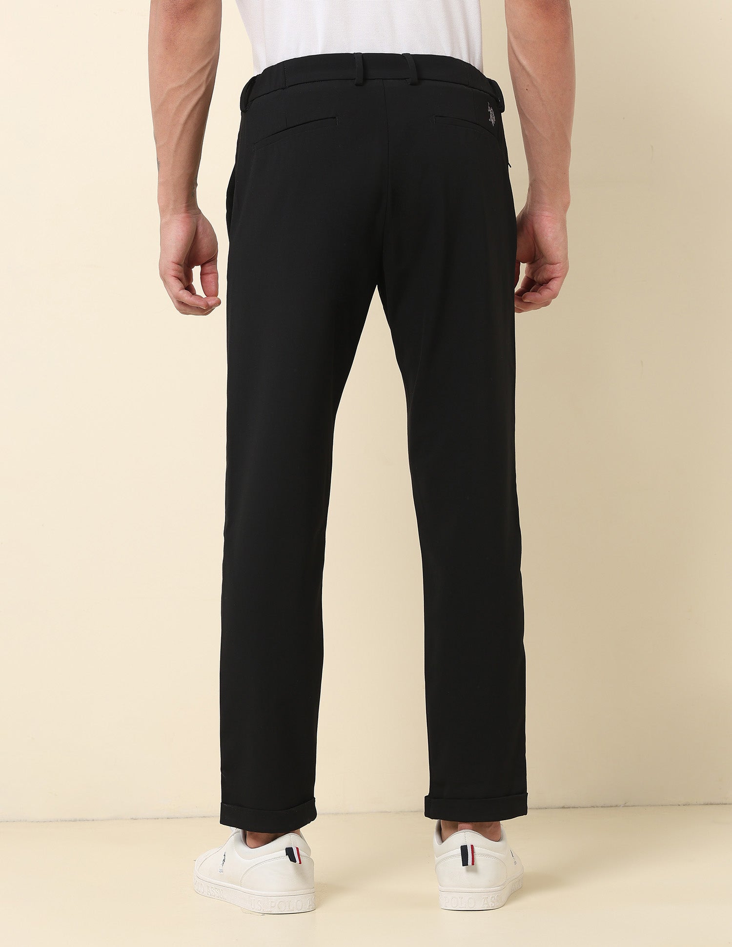 Henry Tapered Fit Solid Trousers Black - U.S. Polo Assn. India | Large