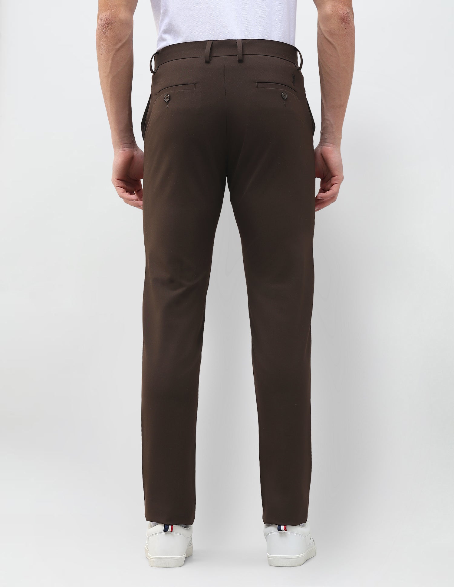 Austin Slim Fit Solid Trousers Choco - U.S. Polo Assn. India | Large