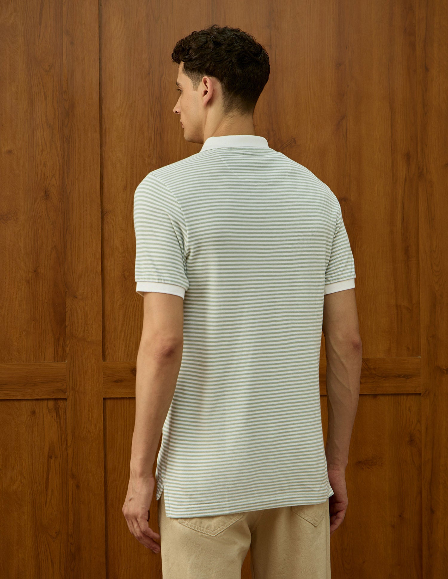 Horizontal Striped Varsity Polo Shirt Light Green - U.S. POLO ASSN. | Large