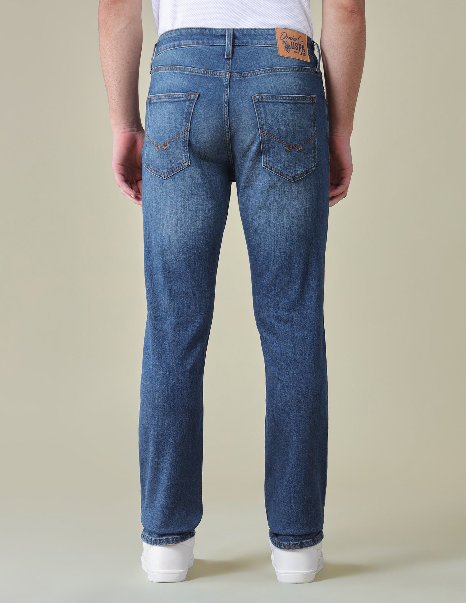 Harold Slim Straight Fit Blue Jeans Mid Blue - U.S. Polo Assn. India | Large