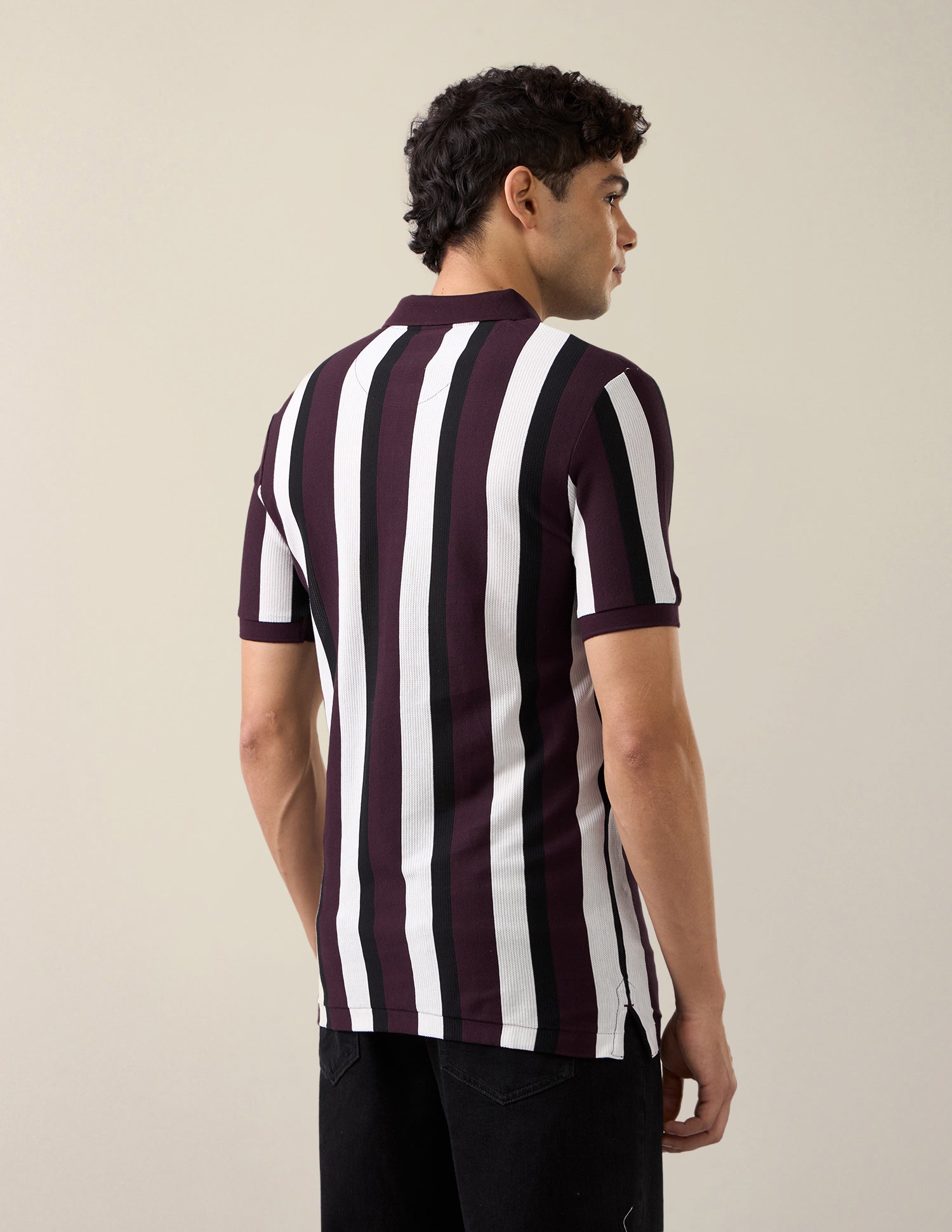 Vertical Striped Slim Fit Polo Shirt Wine - U.S. Polo Assn. India | Large