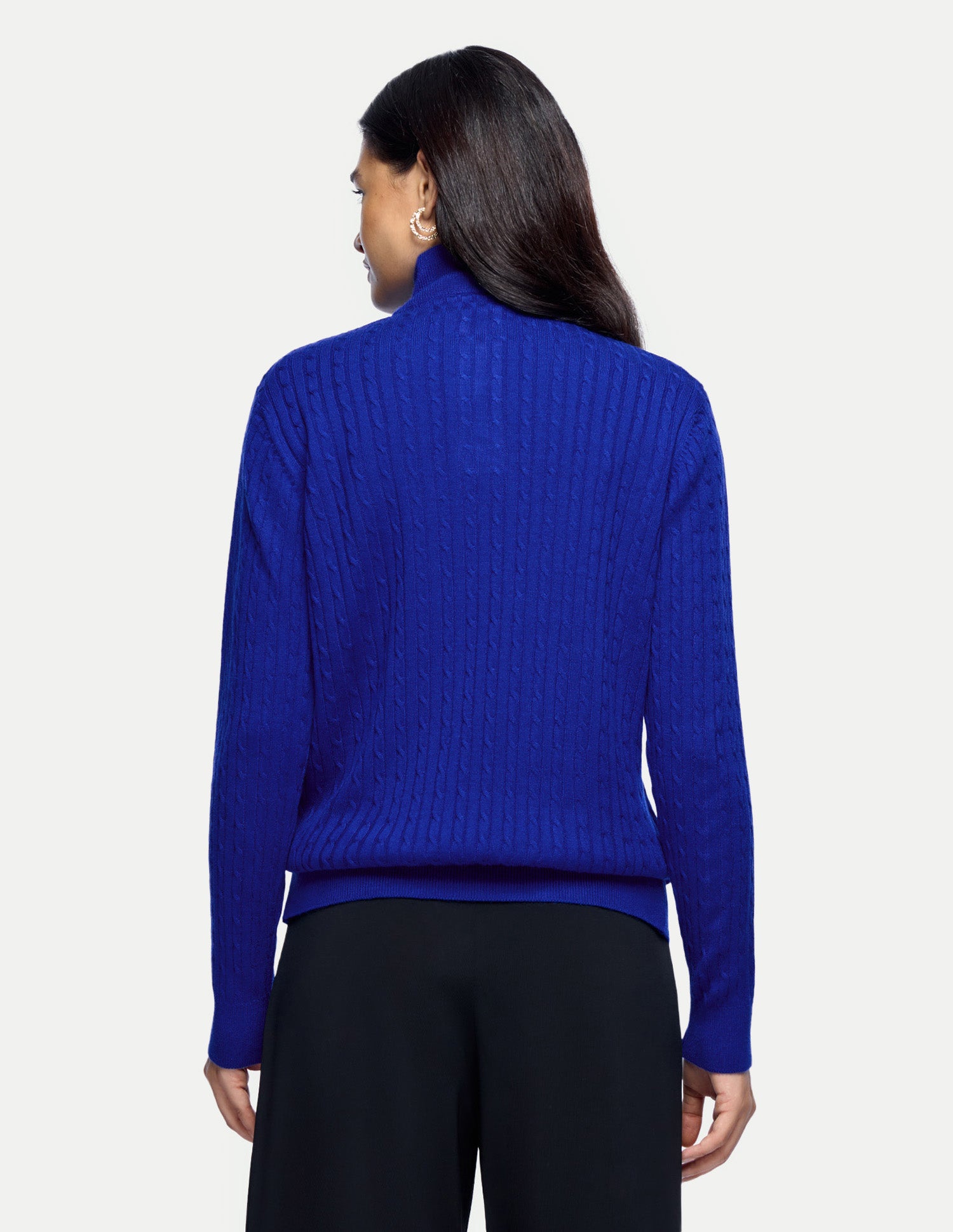 Cable Patterned Knit Regular Fit Sweater Bright Blue - U.S. Polo Assn. India | Large