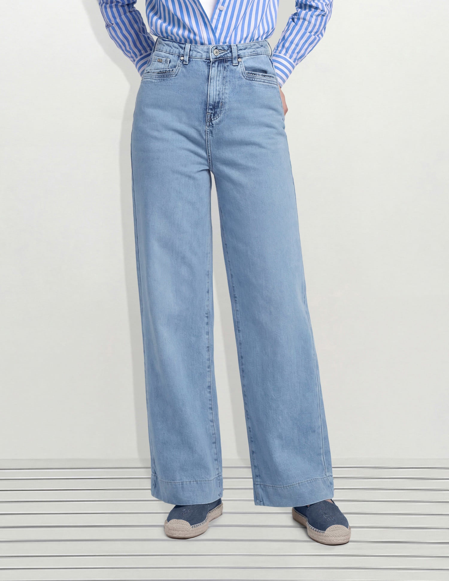 High Rise Wide Leg Fit Jeans Blue - U.S. Polo Assn. India | Large