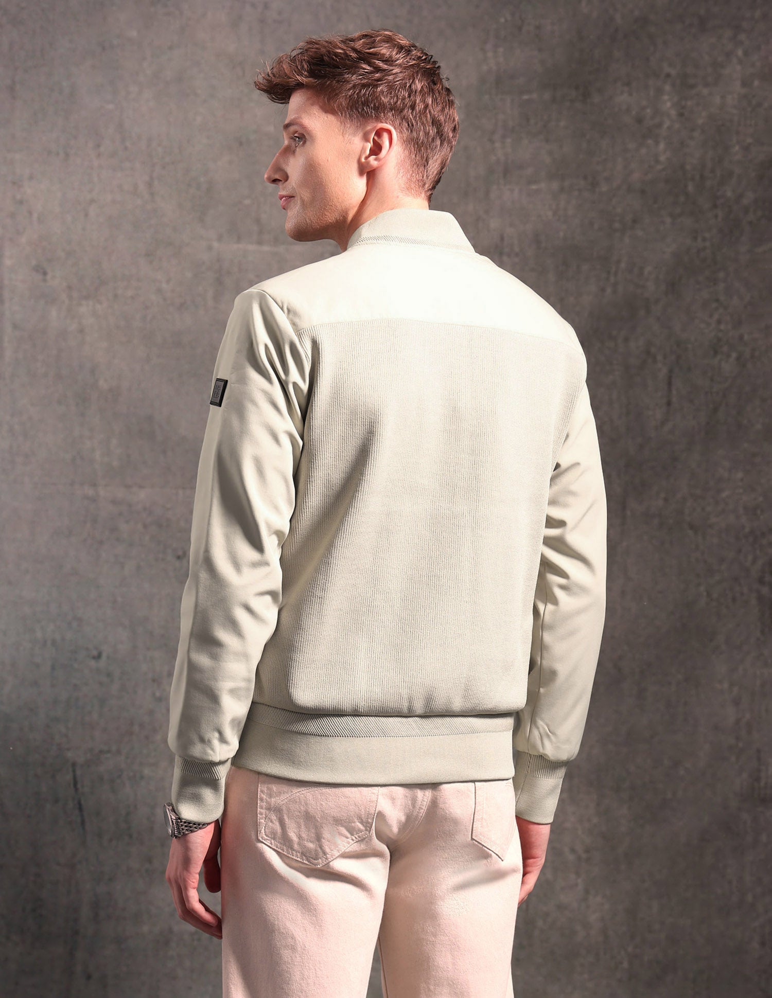 Textured Black & Gold Bomber Jacket Beige - U.S. POLO ASSN. | Large