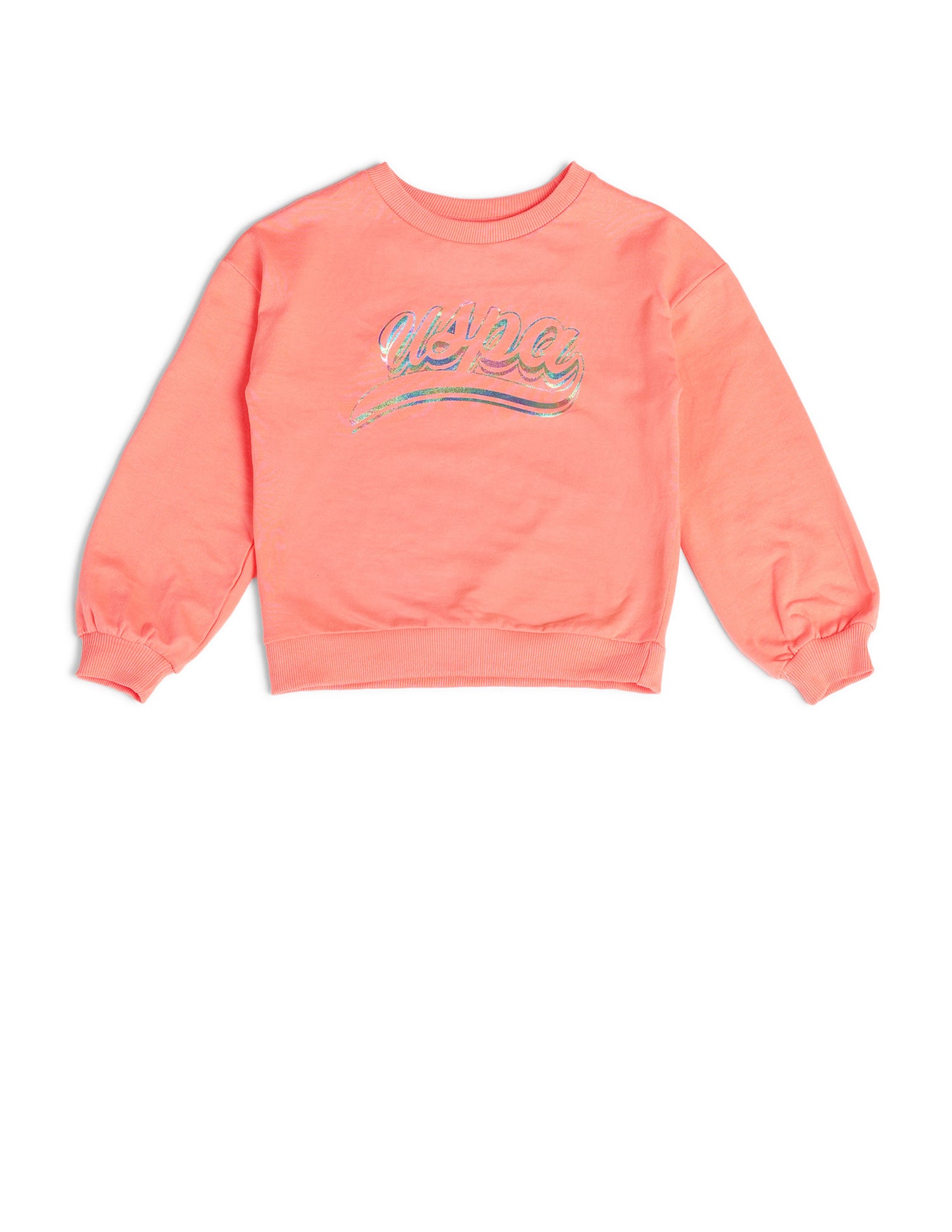 Girls Brand Printed Regular Fit Sweatshirt Light Orange - U.S. POLO ASSN. | Large