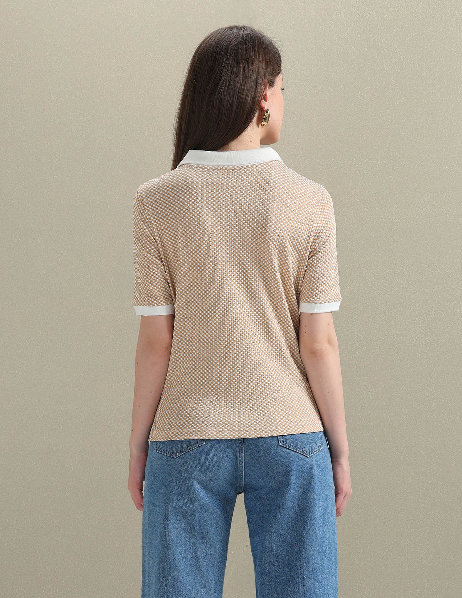 Open Placket Textured Polo Shirt Brown - U.S. POLO ASSN. | Large