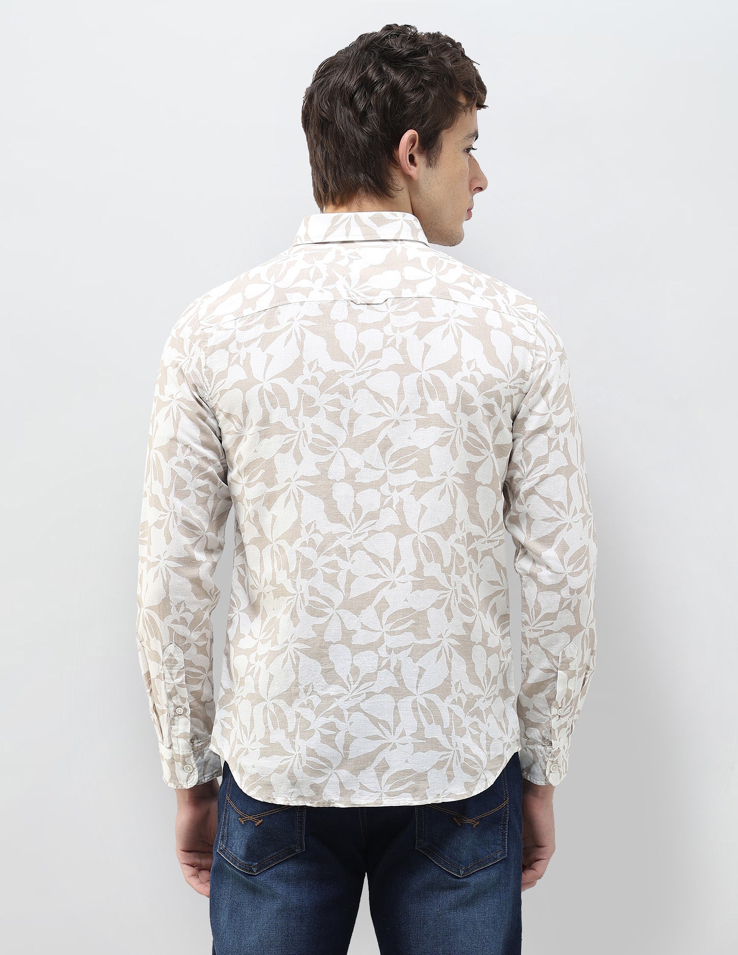 Floral Printed Regular Fit Shirt Beige - U.S. Polo Assn. India | Large