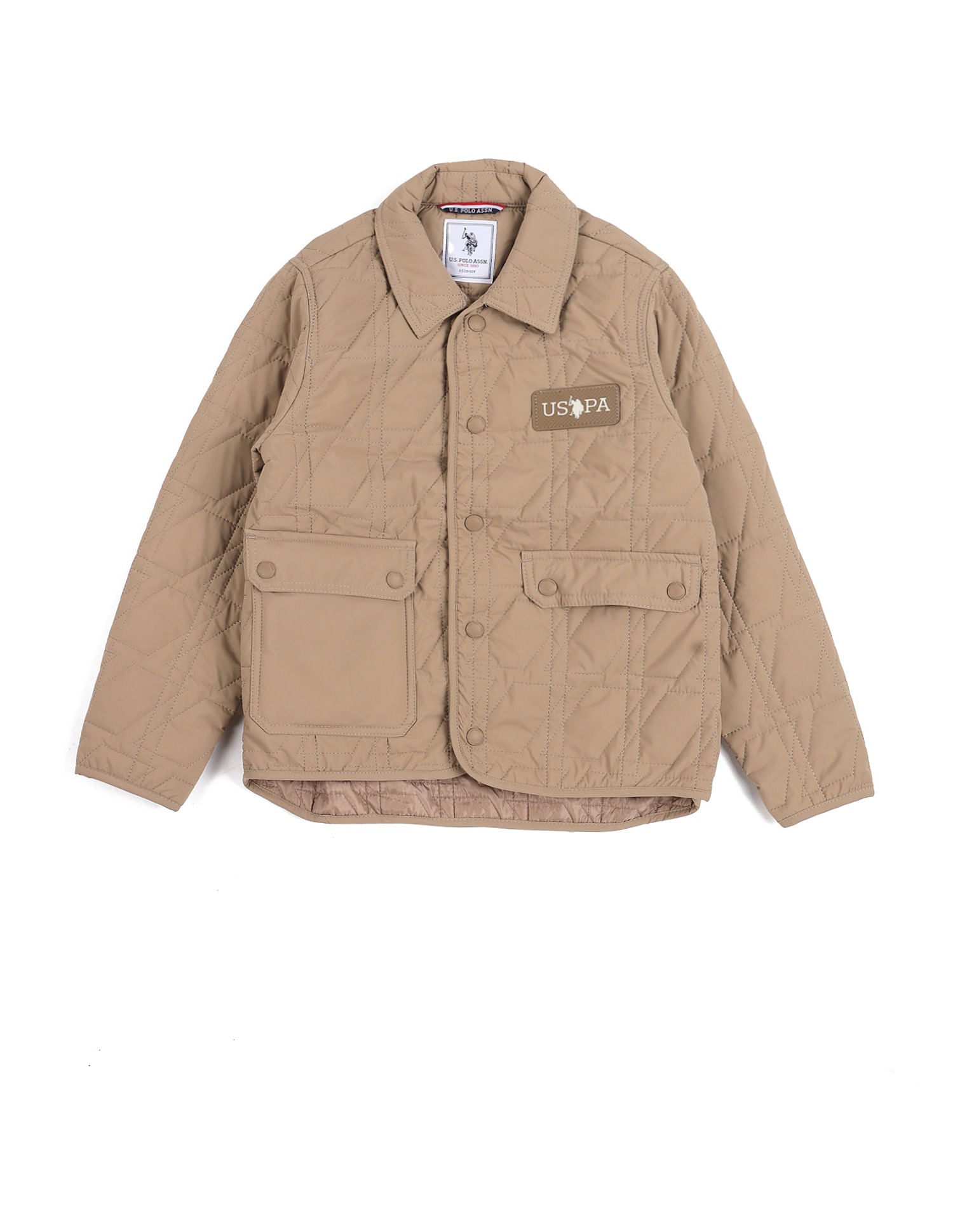 Boys Solid Spread Collar Jacket Beige - U.S. POLO ASSN. | Large