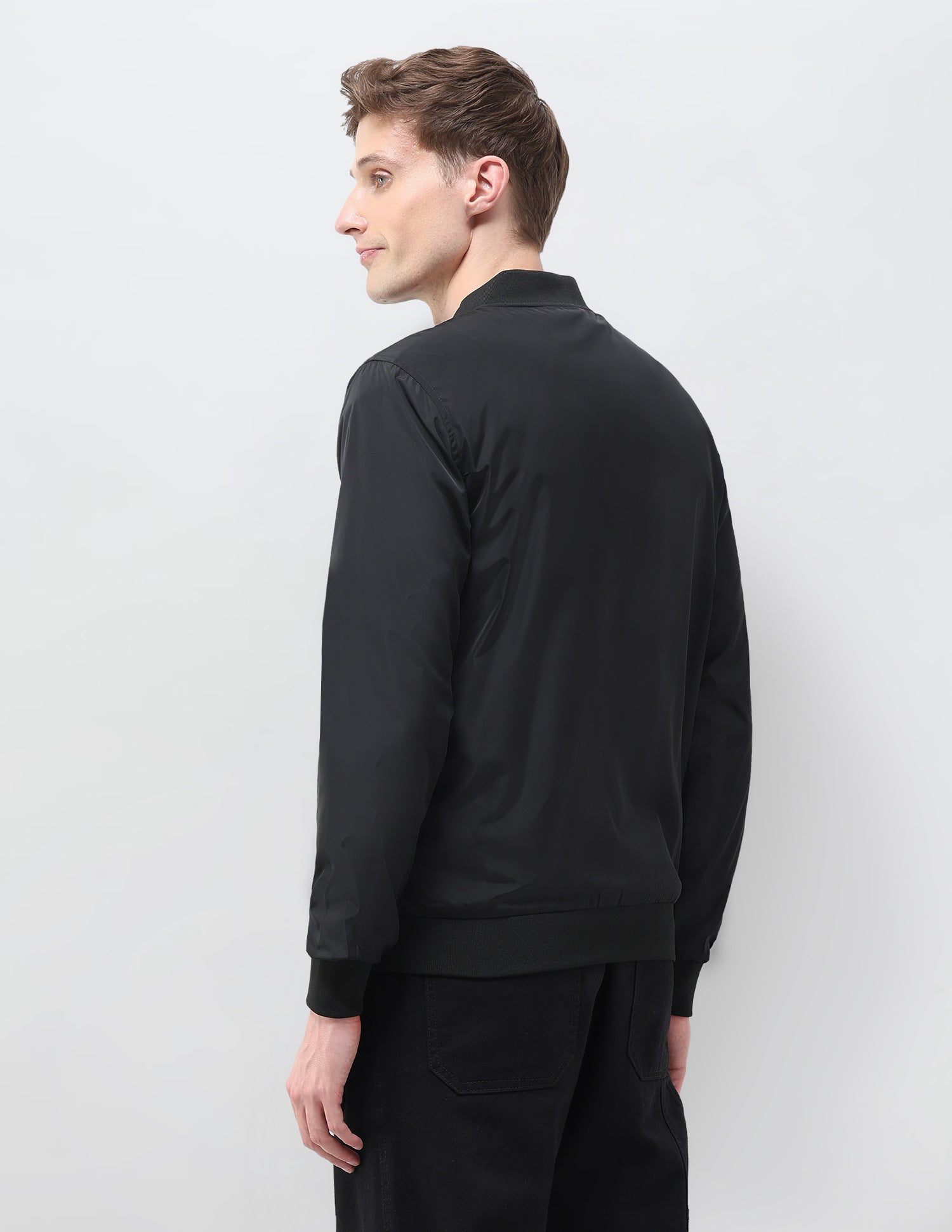 Solid Regular Fit Bomber Jacket Black - U.S. Polo Assn. India | Large