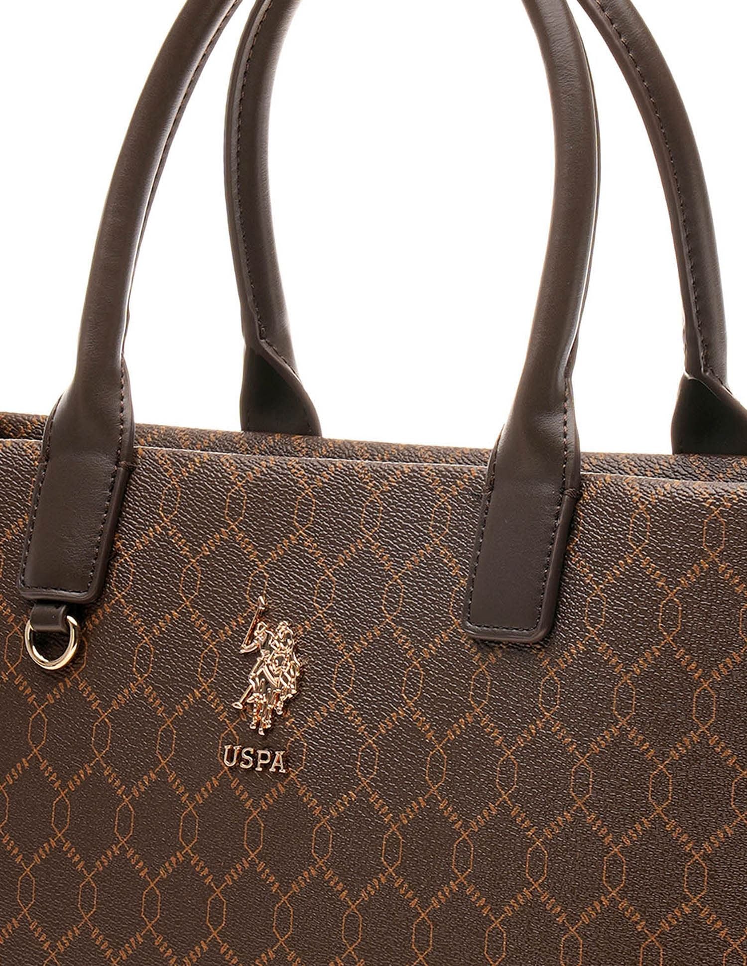 Madison Monogram Tote Bag Brown - U.S. POLO ASSN. | Large