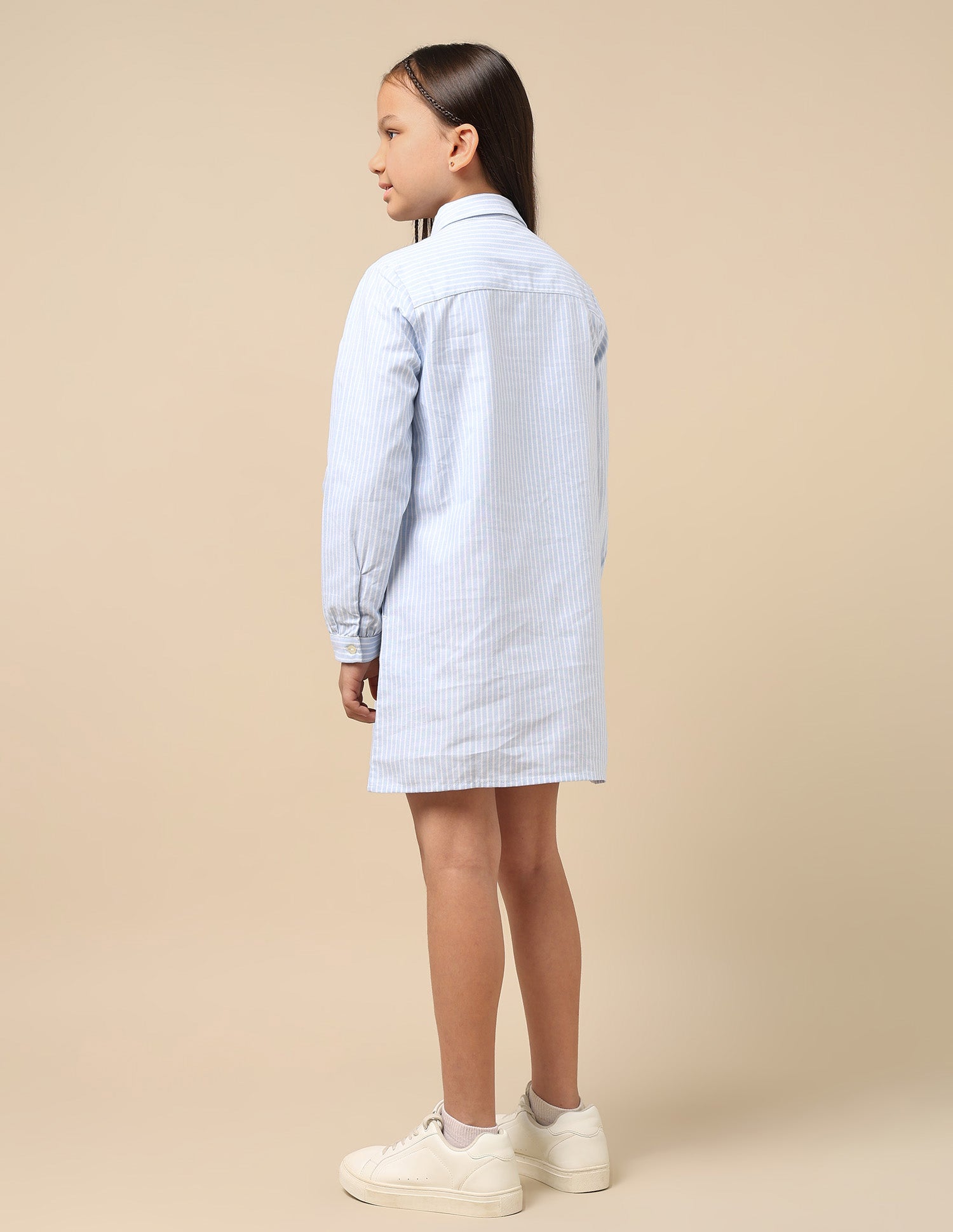 Girls Pin Stripe Chambray Dress Blue Stripe - U.S. POLO ASSN. | Large