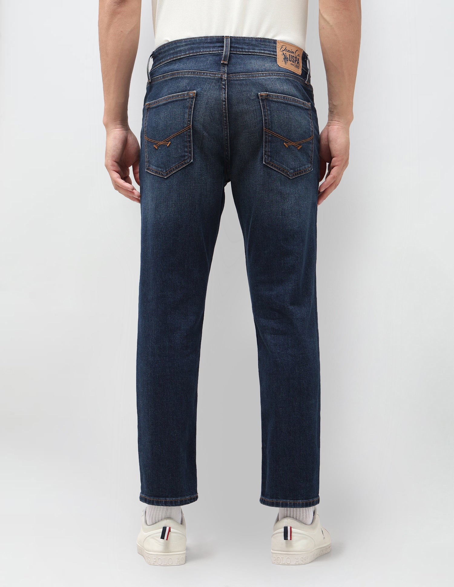 Cole Comfort Cropped Fit Blue Jeans Mid Blue - U.S. Polo Assn. India | Large