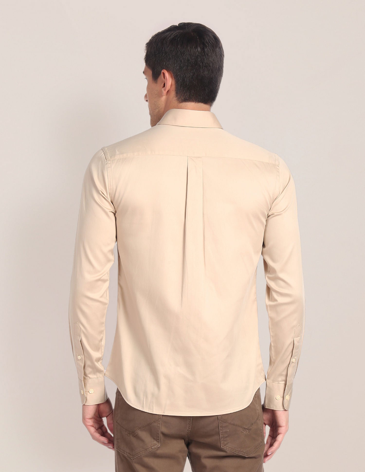 Cutaway Collar Solid Shirt Beige - U.S. POLO ASSN. | Large