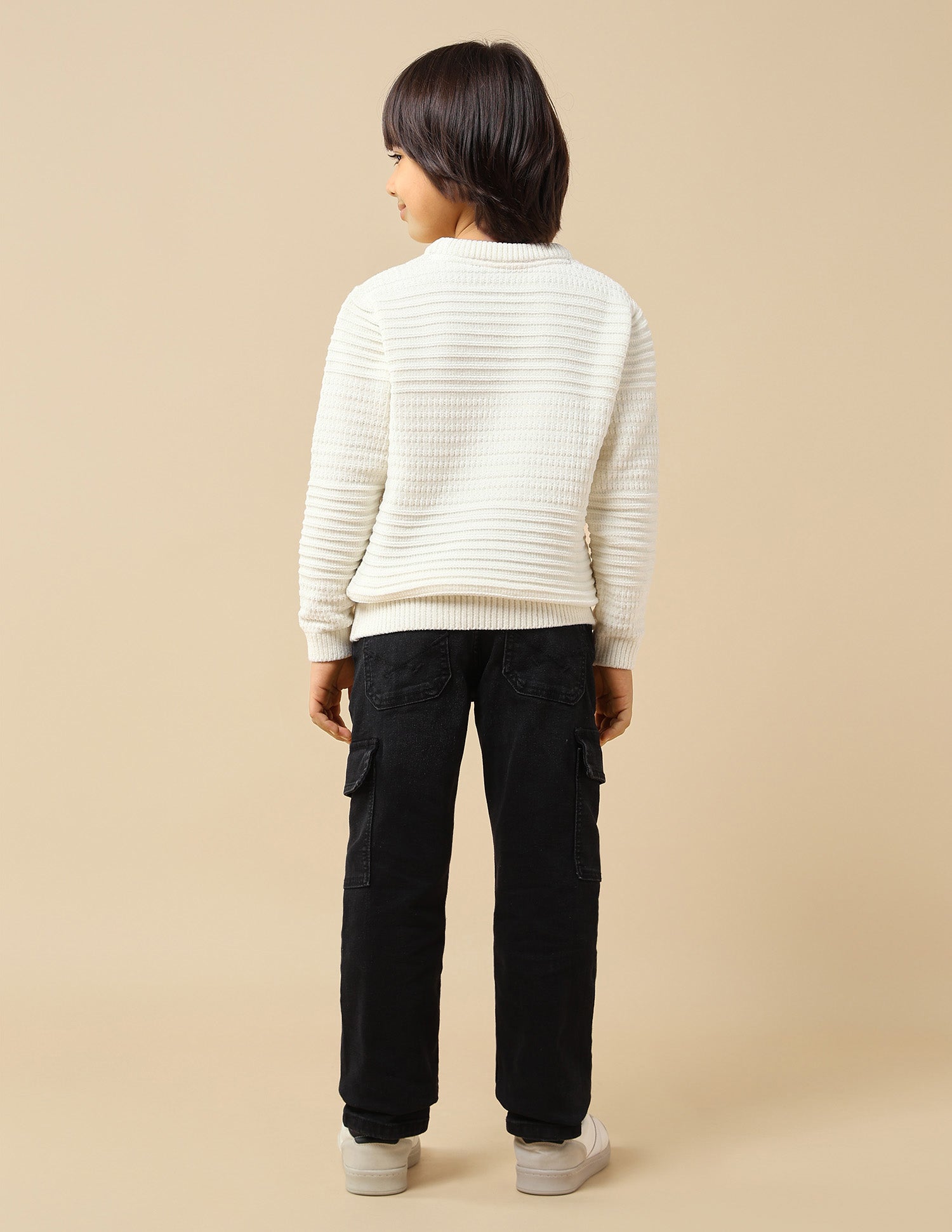 Boys Textured Mini Me Sweater White - U.S. POLO ASSN. | Large