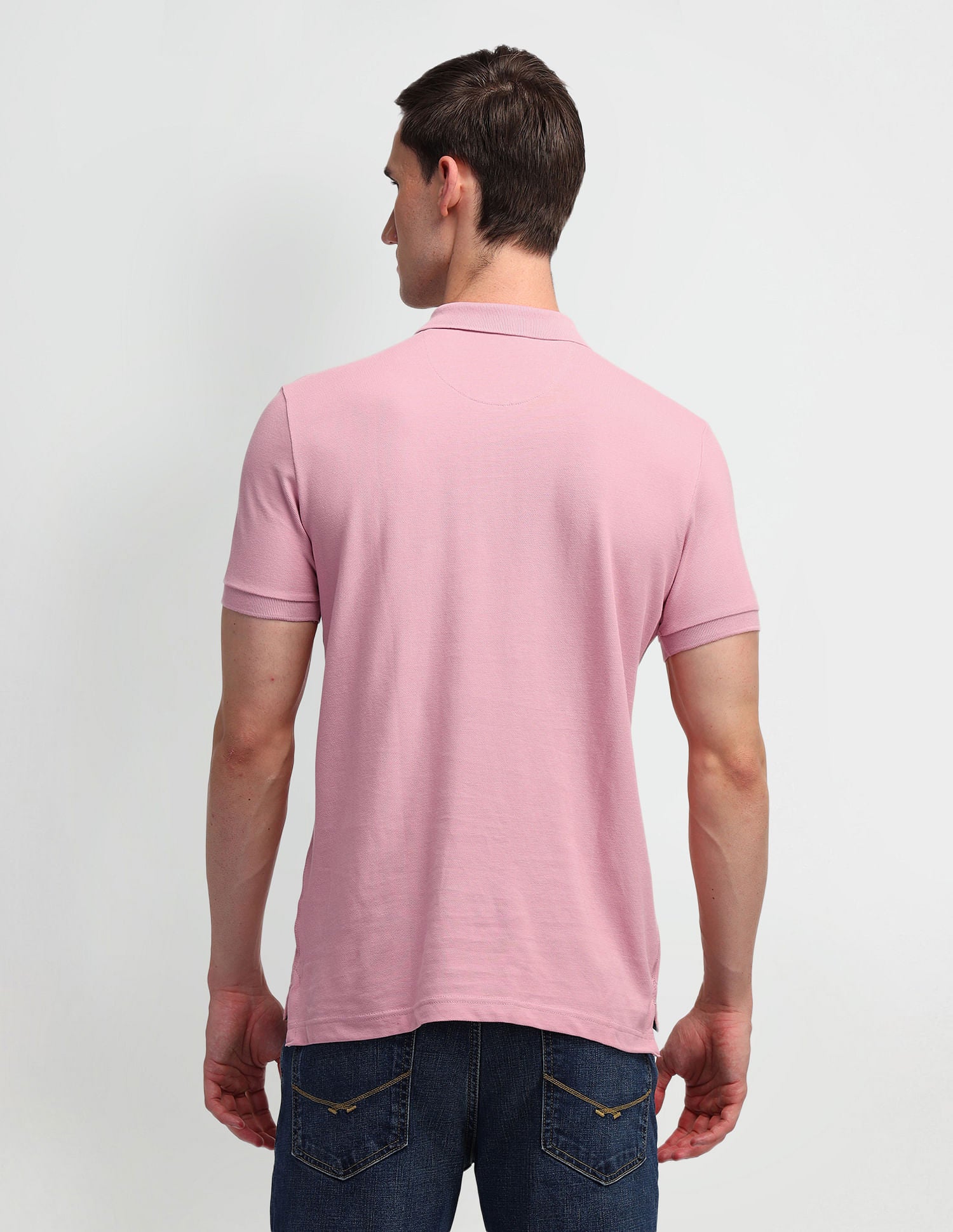 Pure Cotton Solid Slim Fit Polo Shirt Pink - U.S. POLO ASSN. | Large