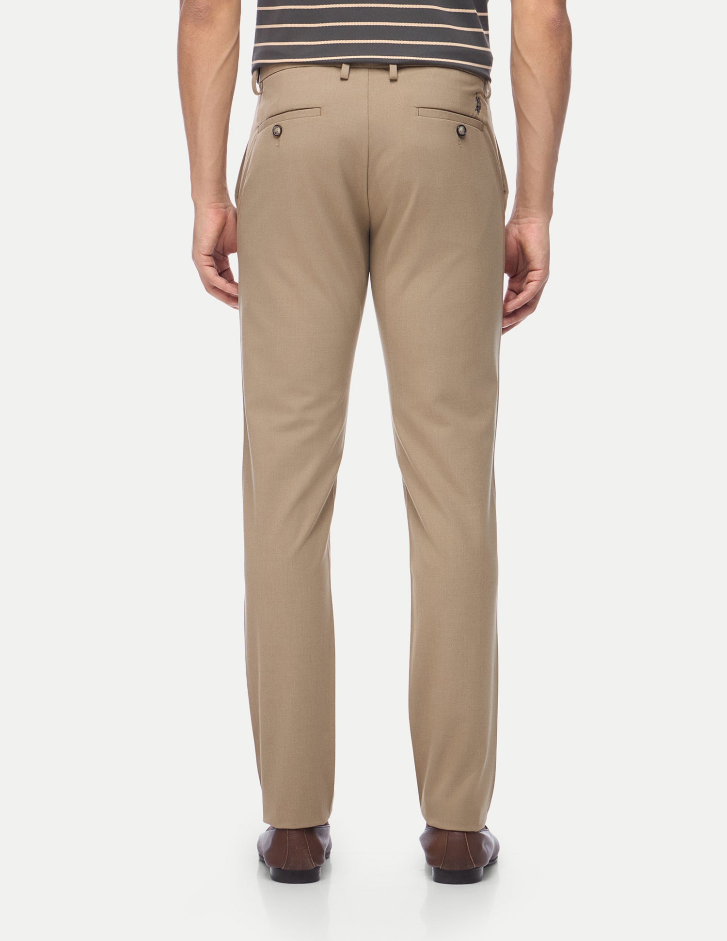 Super Slim Fit Satin Trousers Light Khaki - U.S. Polo Assn. India | Large