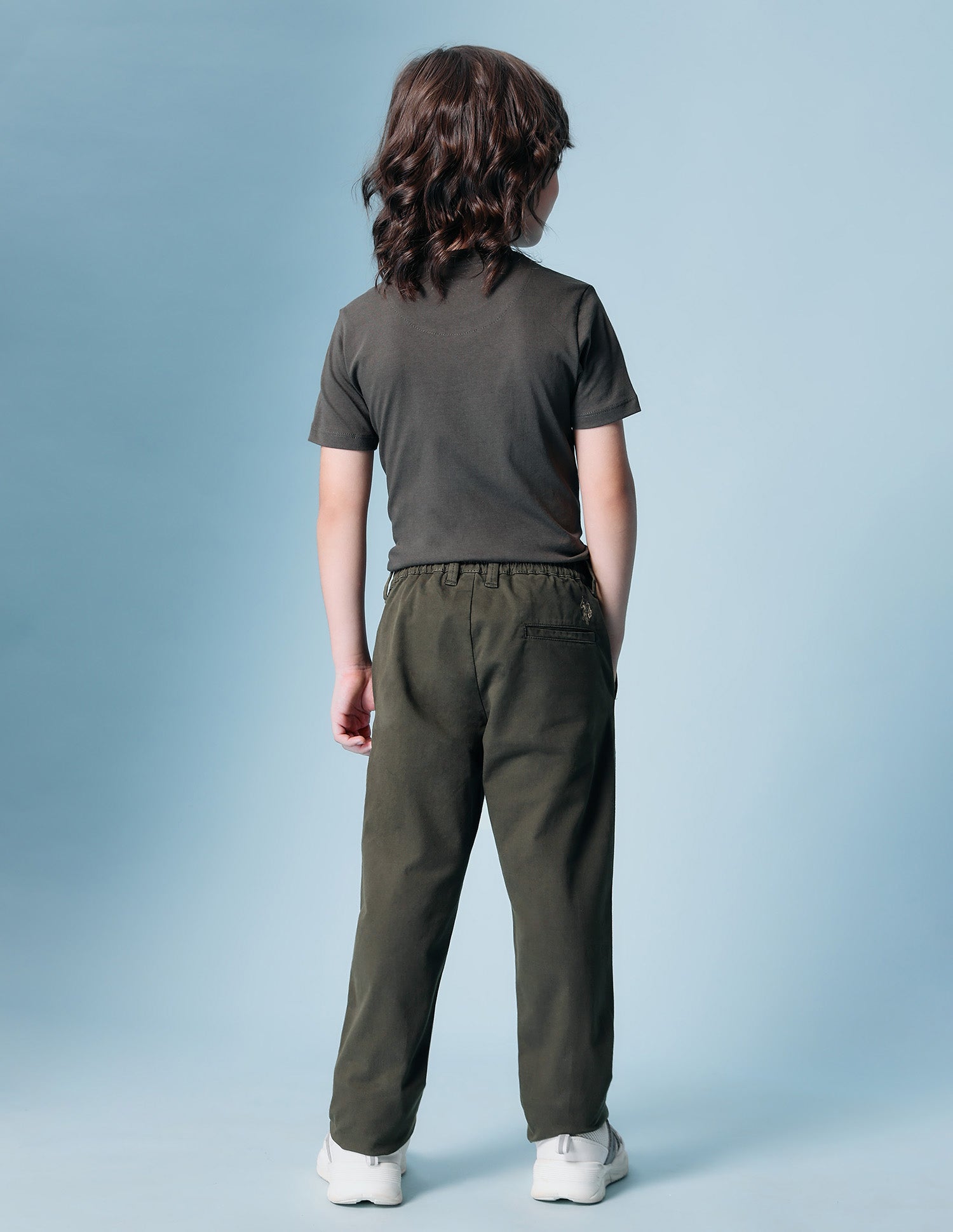 Boys Pure Cotton Twill Trousers Dark Olive - U.S. POLO ASSN. | Large