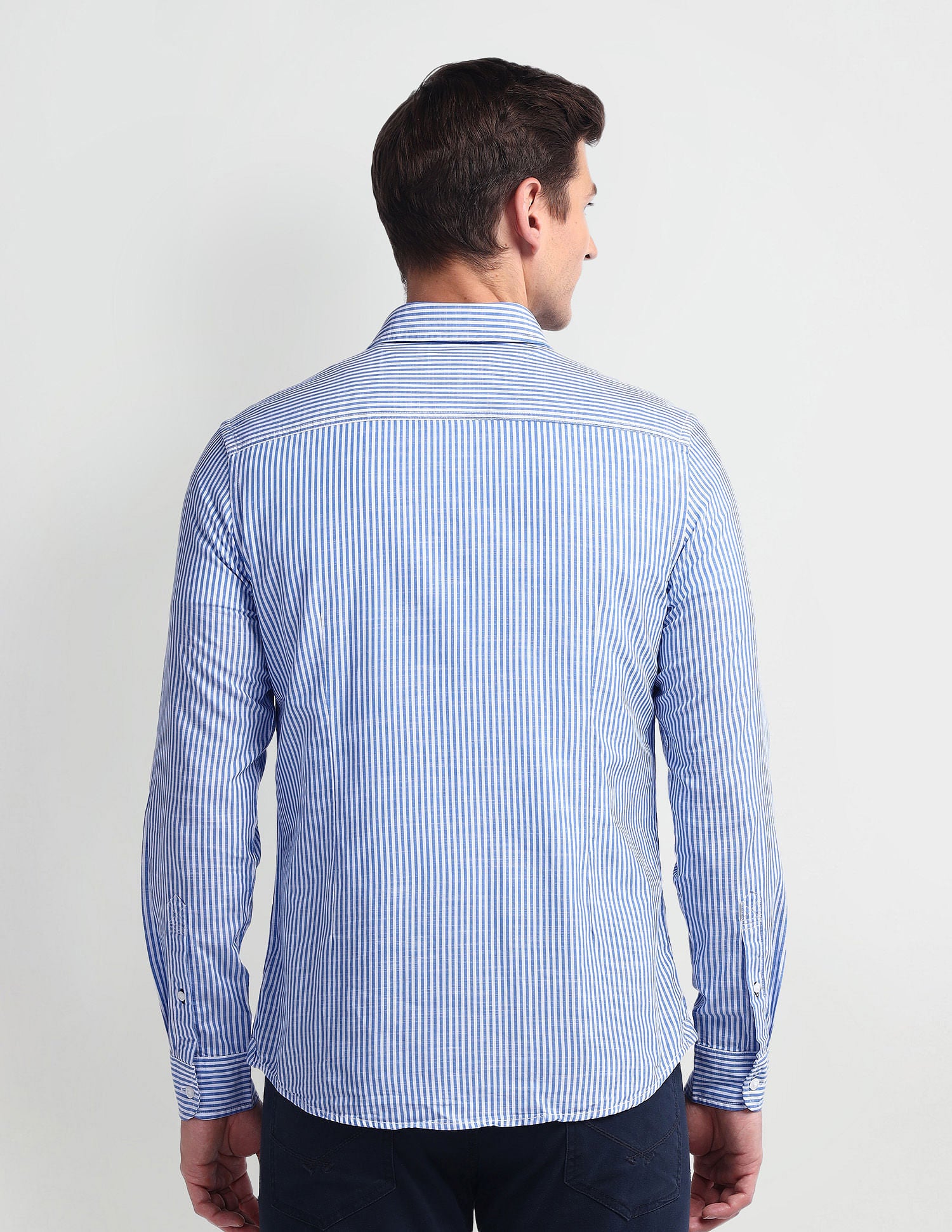 Vertical Stripe Slim Fit Shirt Blue - U.S. Polo Assn. India | Large