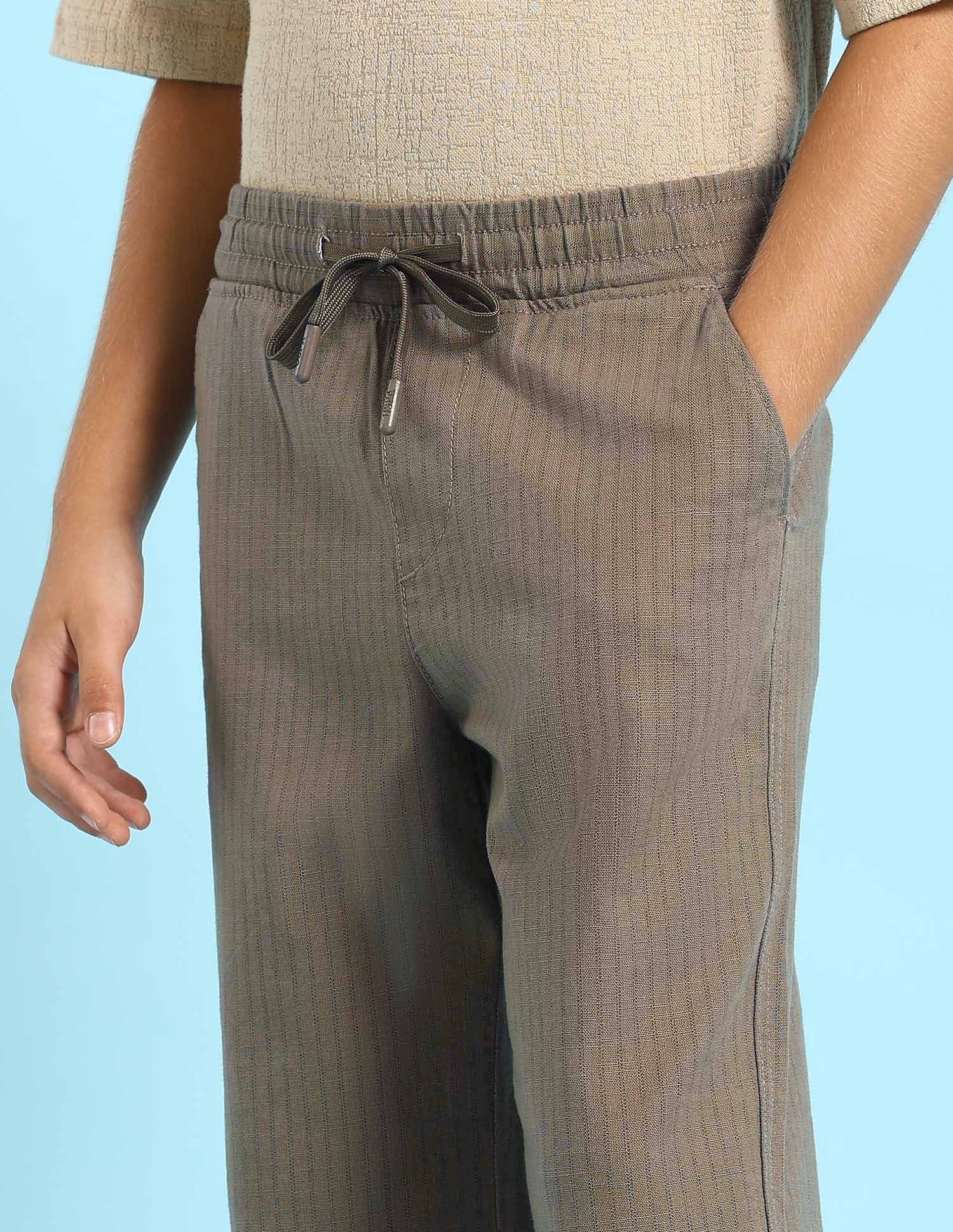 Boys Vertical Striped Trousers Light Brown - U.S. POLO ASSN. | Large