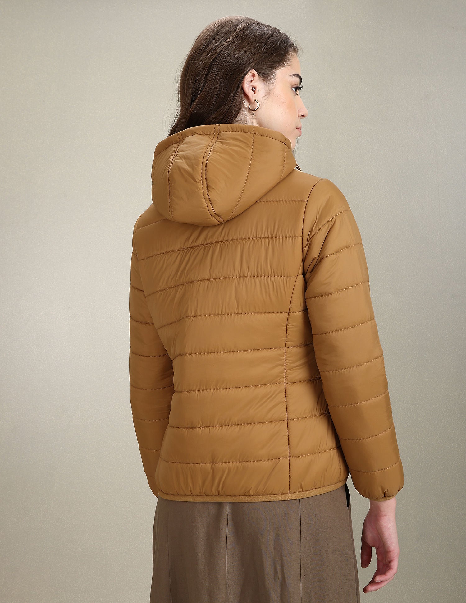 Nylon Hooded Puffer Jacket Tan - U.S. Polo Assn. India | Large