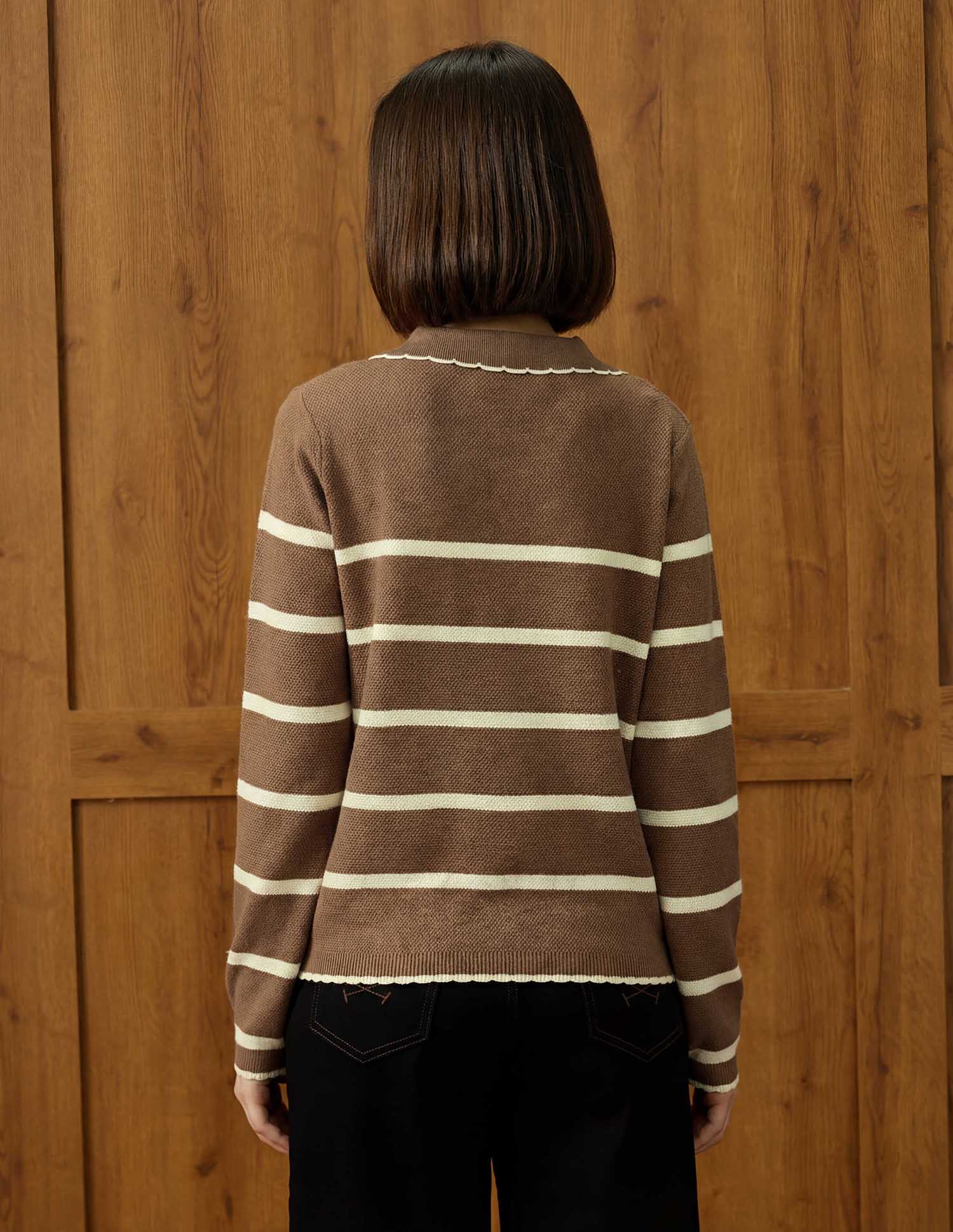Horizontal Striped Ribbed Knit Sweater Brown - U.S. POLO ASSN. | Large
