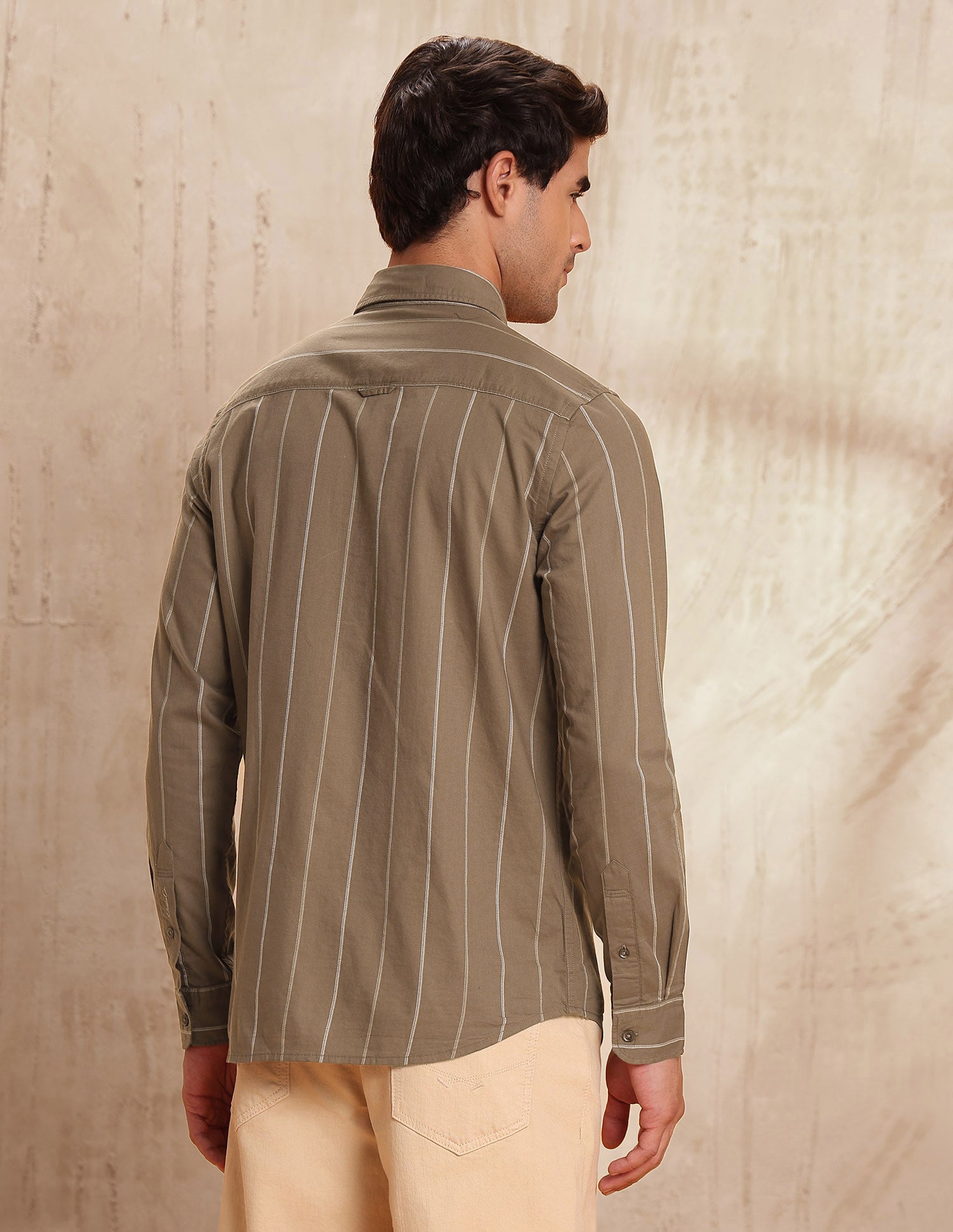 Slim Fit Vertical Striped Shirt Brown - U.S. POLO ASSN. | Large