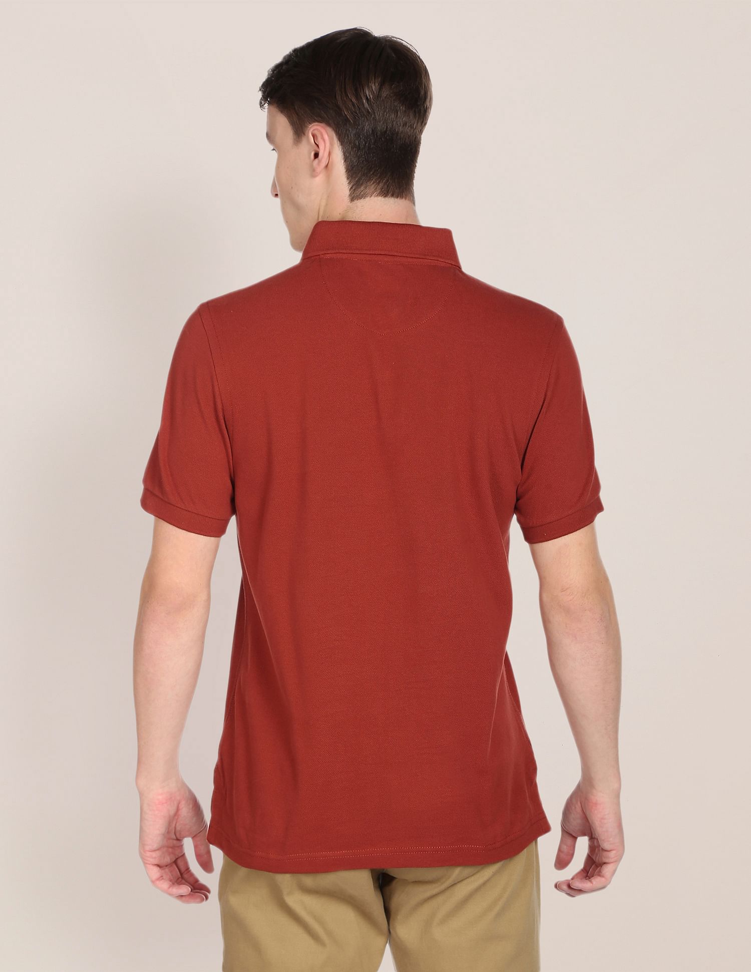 Solid Pure Cotton Polo Shirt Rust - U.S. POLO ASSN. | Large