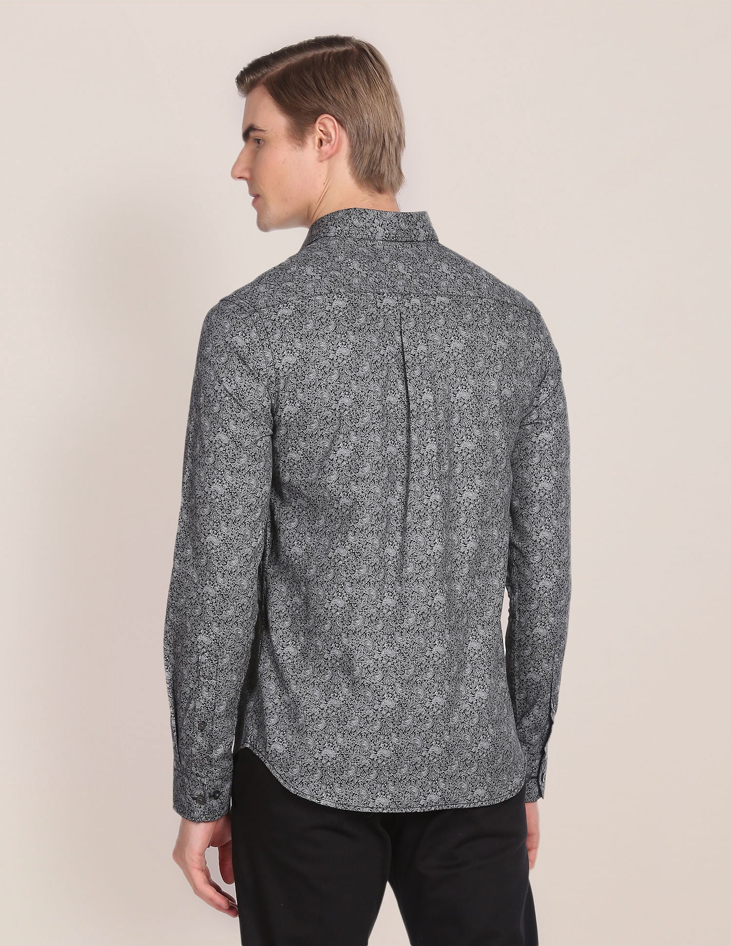 Paisley Print Cotton Casual Shirt Black - U.S. Polo Assn. India | Large