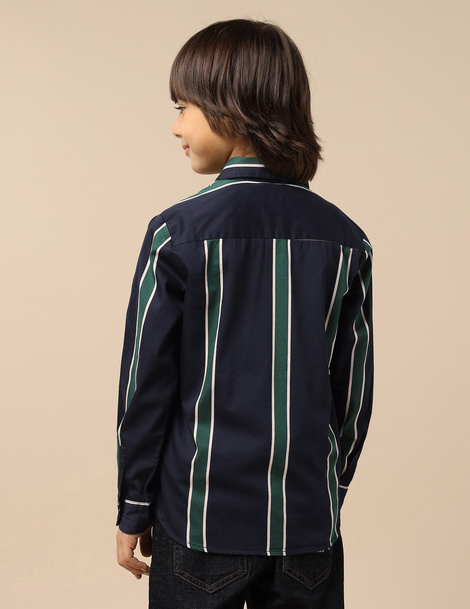 Boys Vertical Striped Twill Shirt Navy - U.S. POLO ASSN. | Large