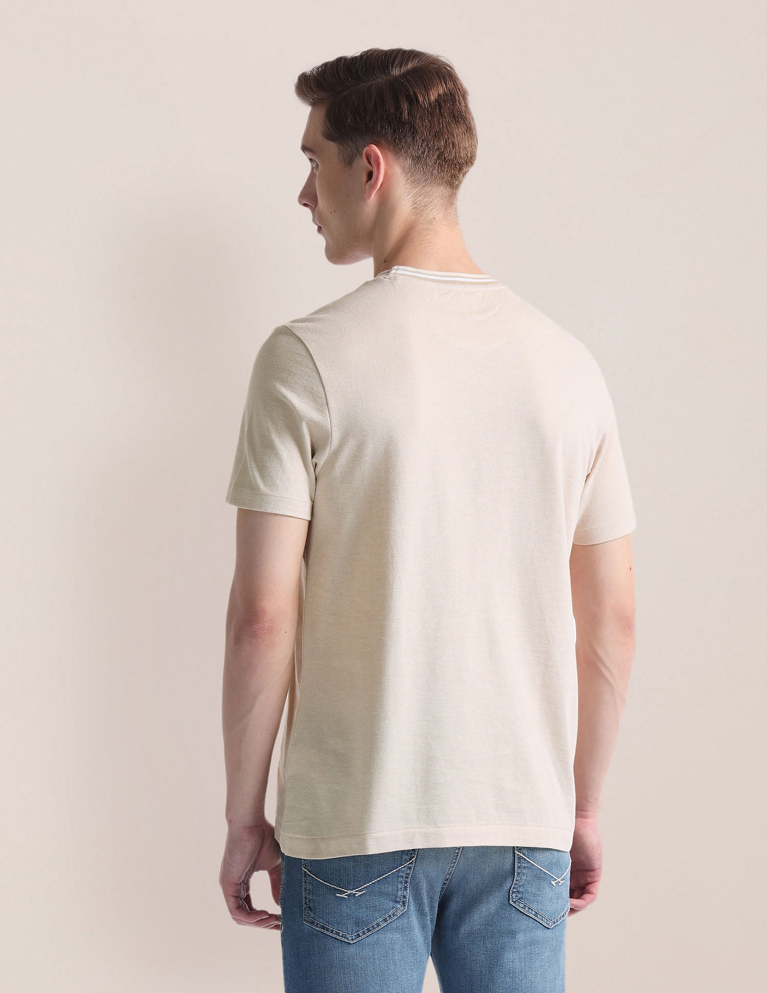 Heathered Slim T-Shirt Beige - U.S. Polo Assn. India | Large