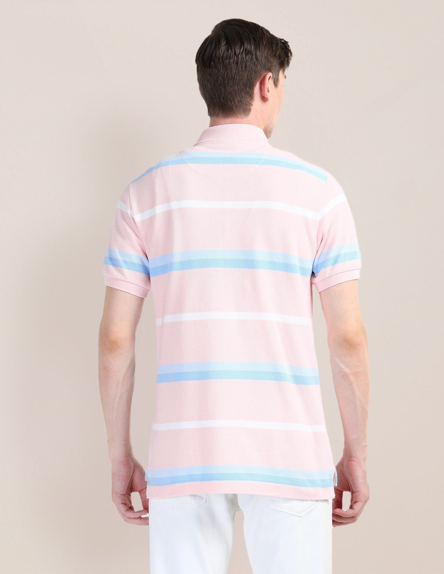 Horizontal Striped Slim Fit Polo Shirt Light-Pink - U.S. Polo Assn. India | Large