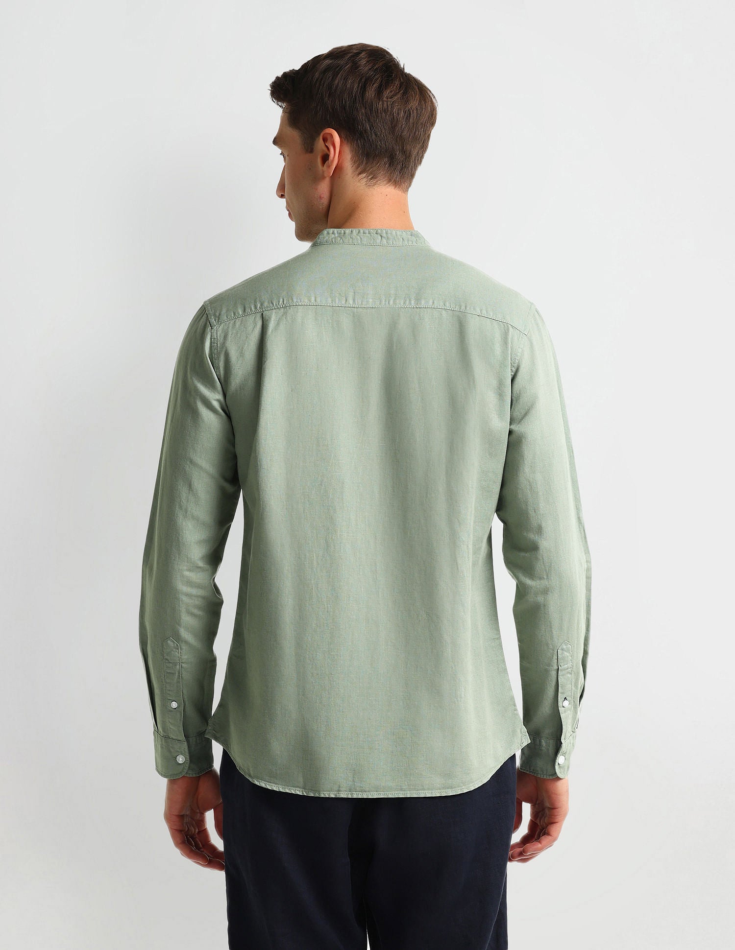 Slim Fit Solid Shirt Olive - U.S. Polo Assn. India | Large