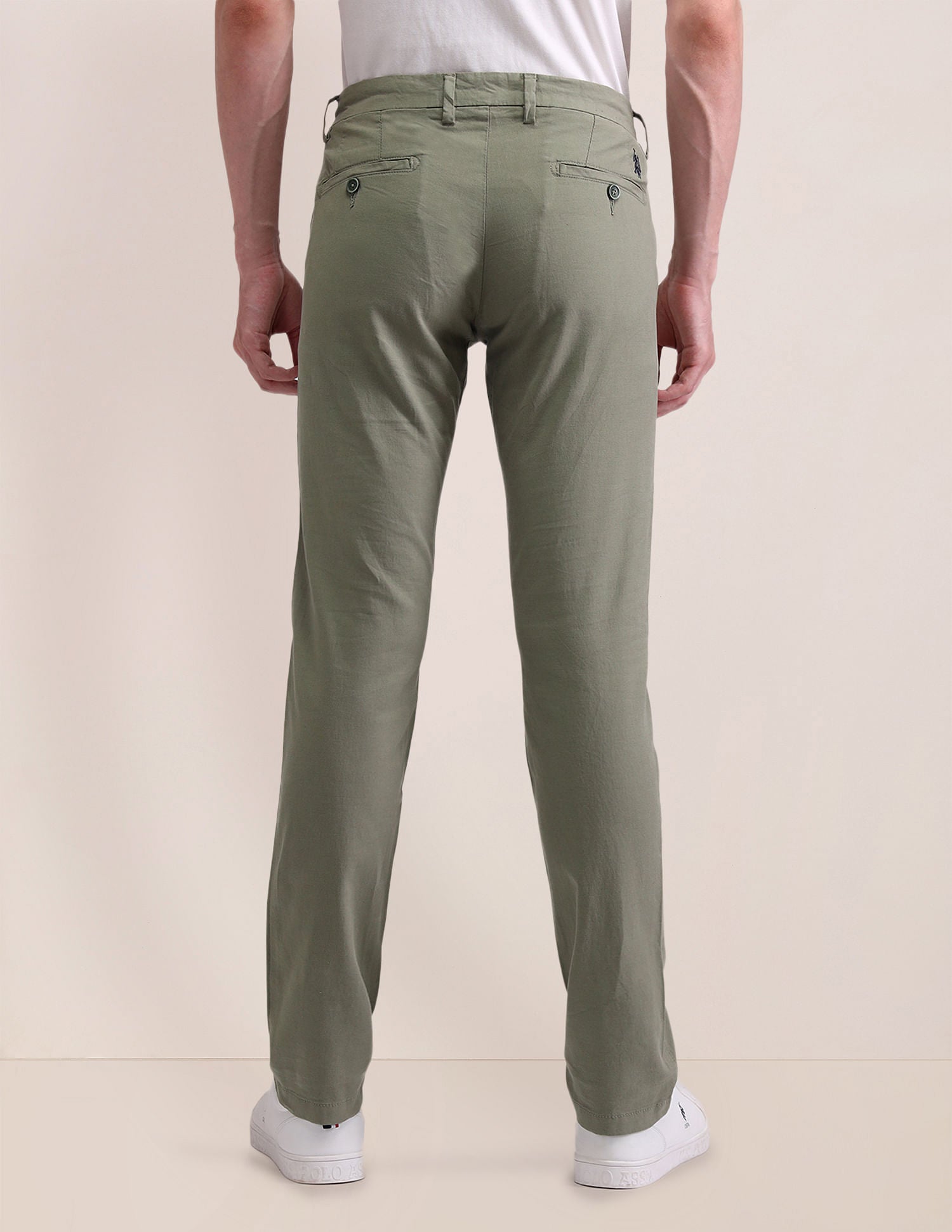 Denver Slim Fit Dobby Trousers Green - U.S. Polo Assn. India | Large