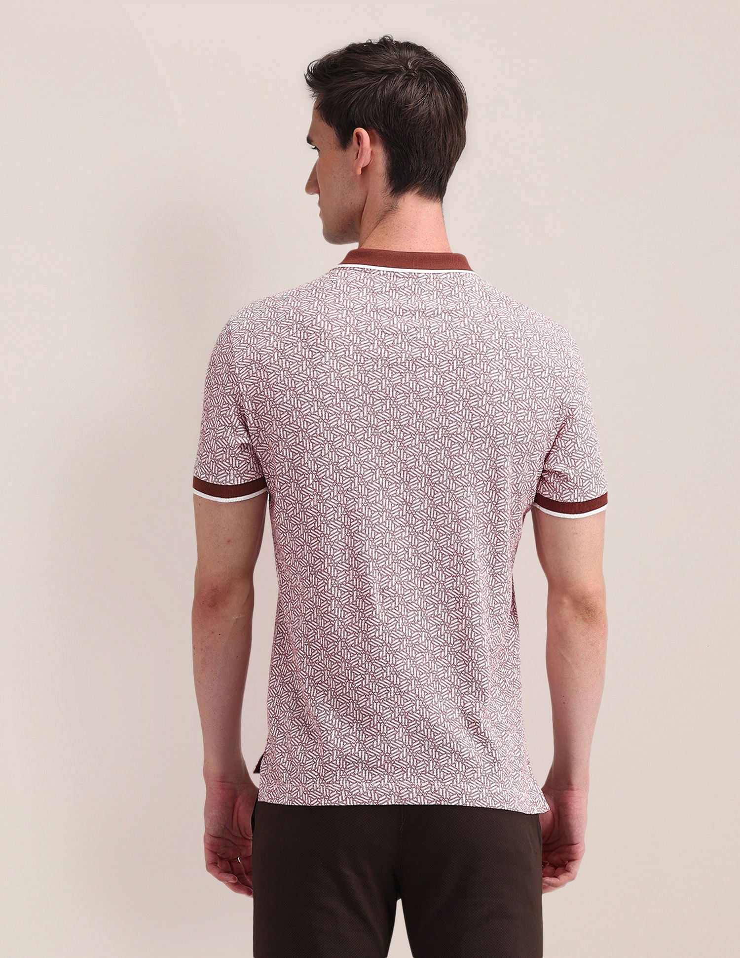 Slim Fit Geometric Polo Shirt Red - U.S. Polo Assn. India | Large
