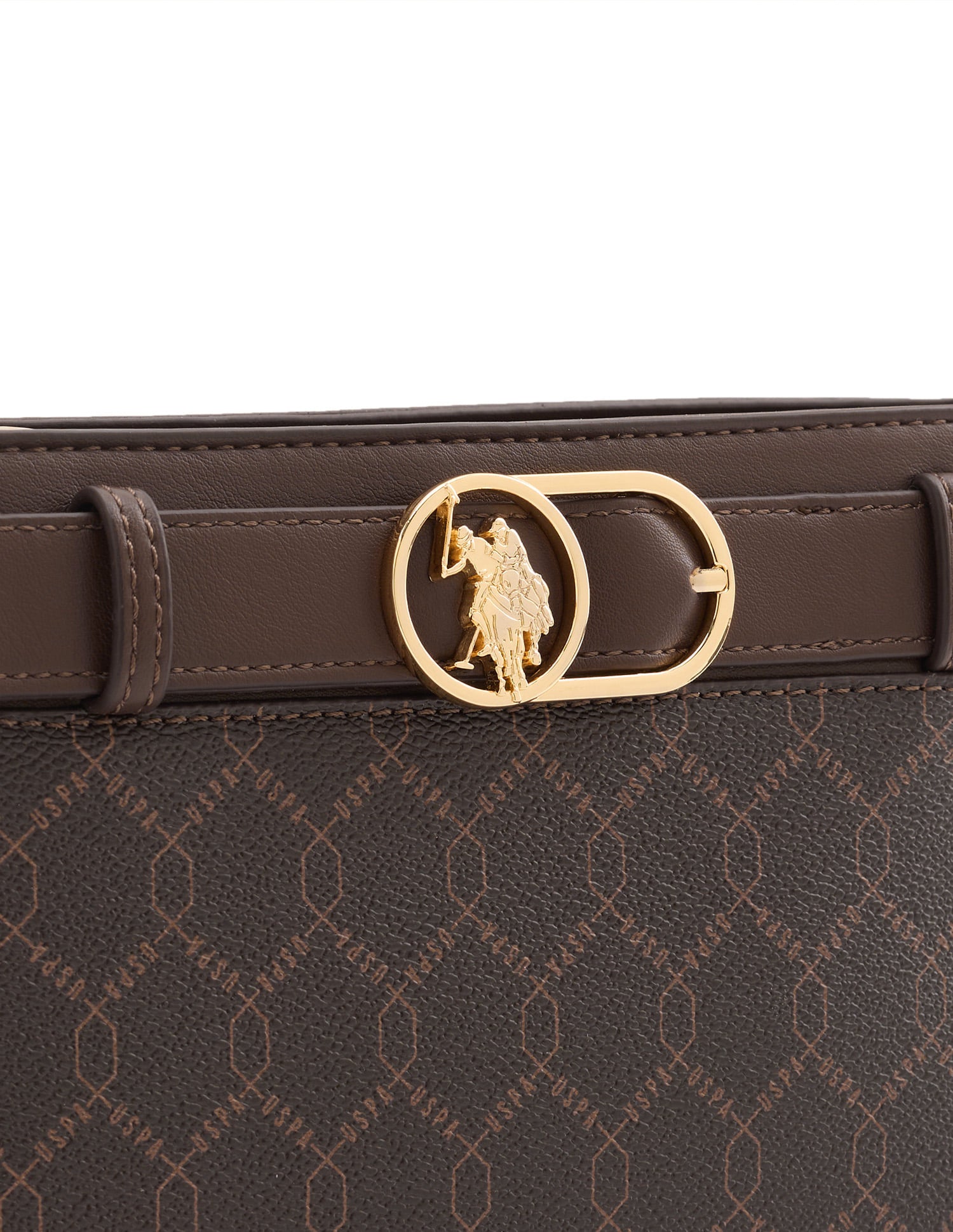Corina Brand Printed Shoulder Bag Dark Brown - U.S. Polo Assn. India | Large