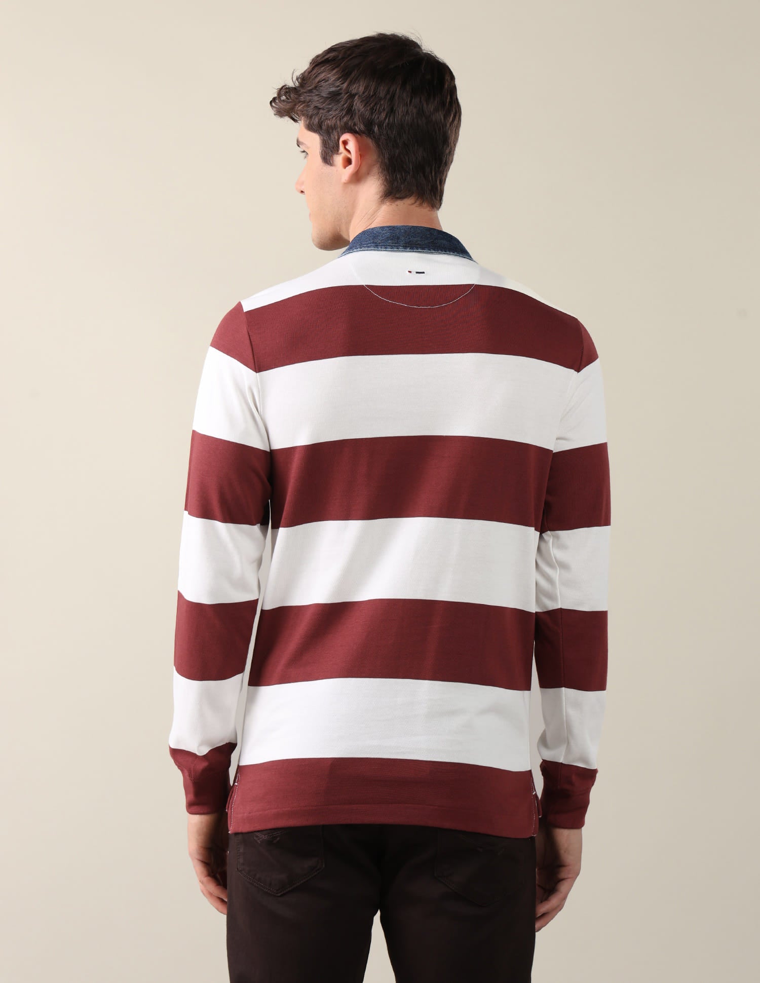 Horizontal Striped Slim Fit Polo Shirt Brown - U.S. Polo Assn. India | Large