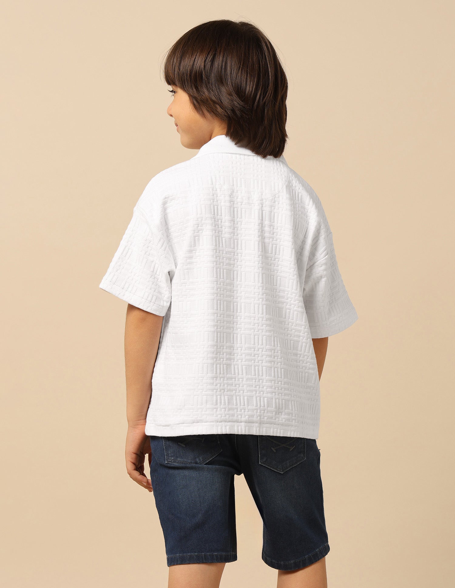 Boys Textured Boxy Fit Polo Shirt White - U.S. POLO ASSN. | Large