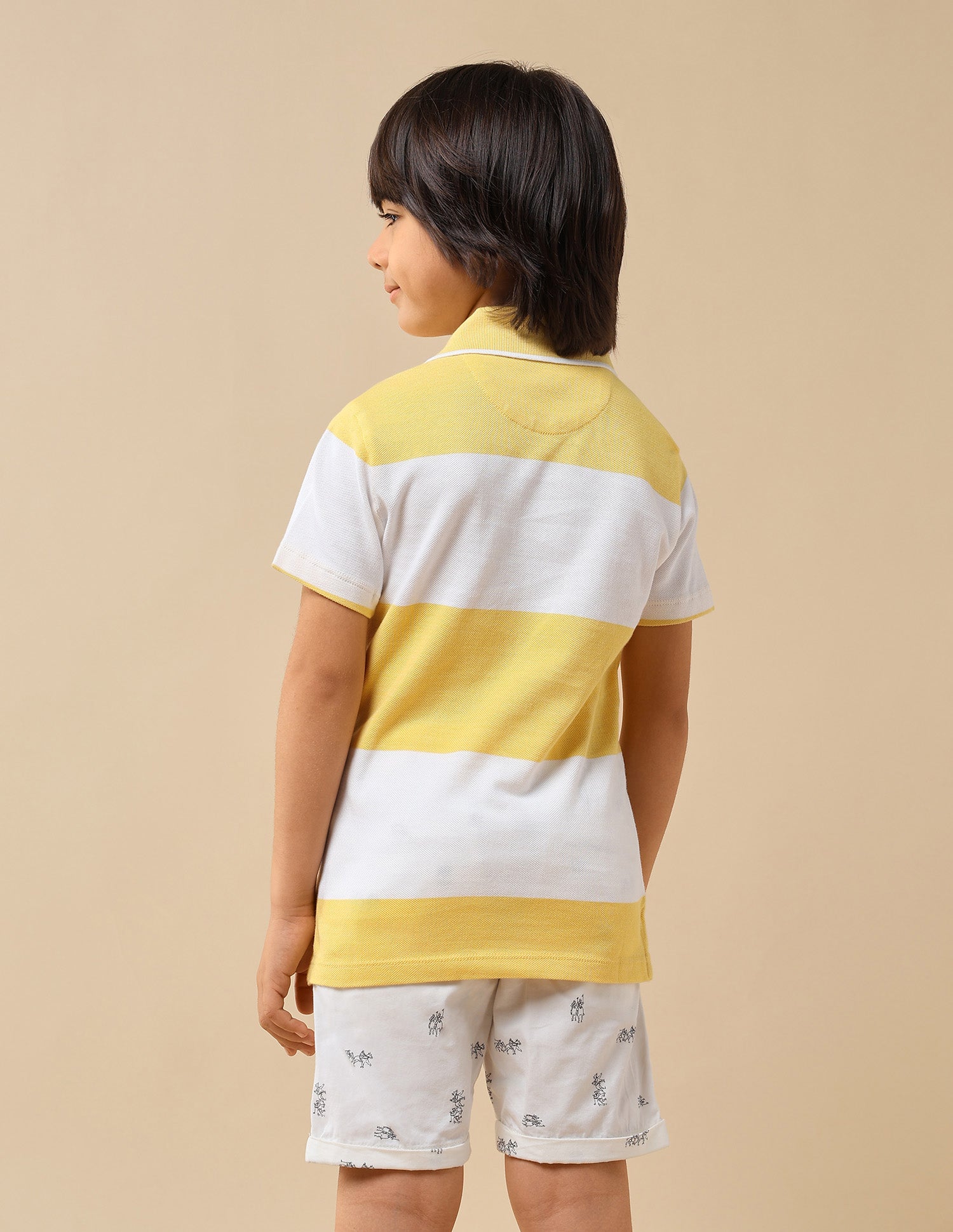 Boys Horizontal Striped Regular Fit Polo Shirt Yellow - U.S. POLO ASSN. | Large