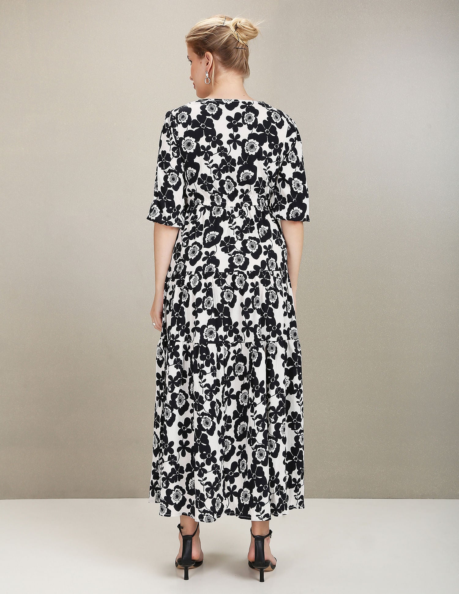 Floral Print Fit And Flare Dress Black - U.S. Polo Assn. India | Large