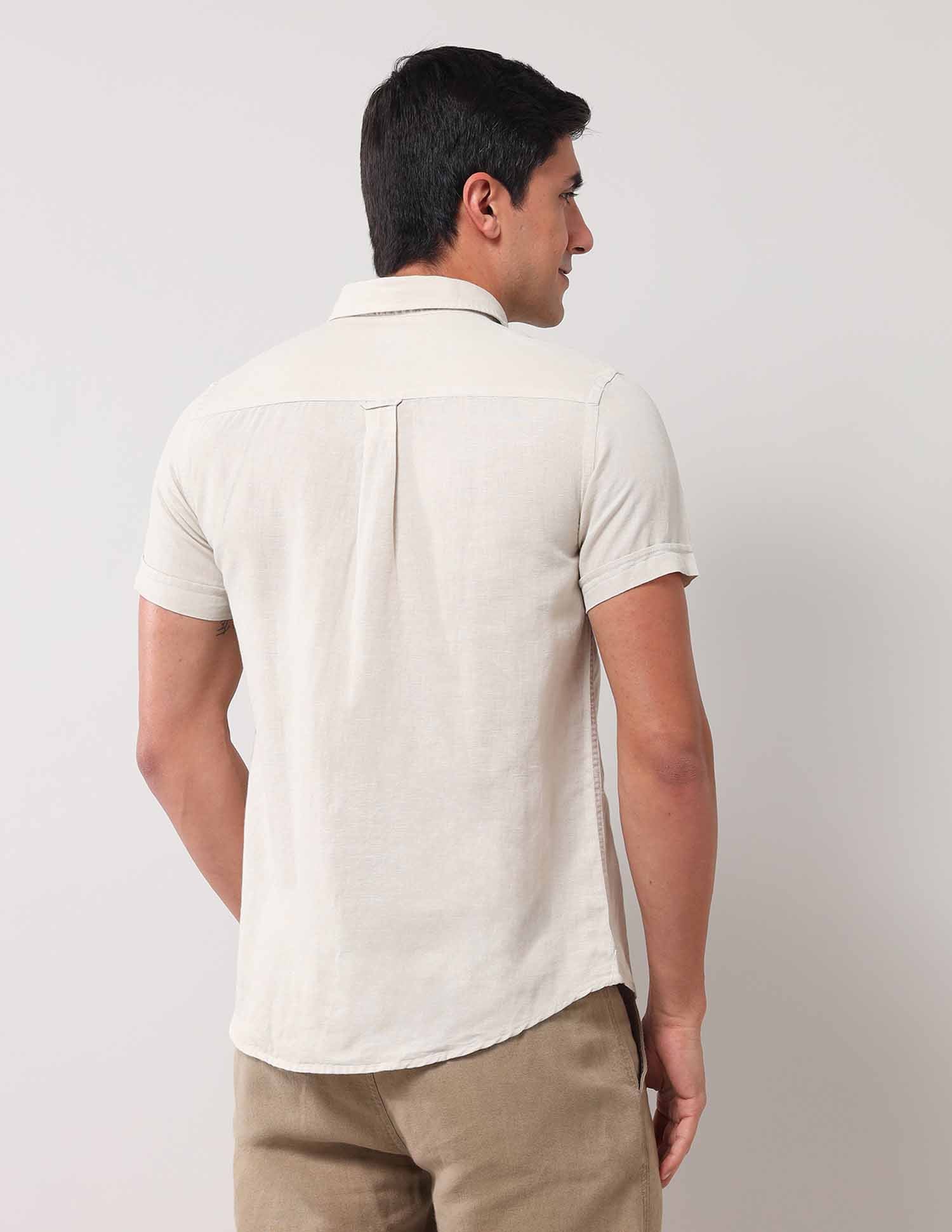 Solid Regular Shirt Light Beige - U.S. Polo Assn. India | Large