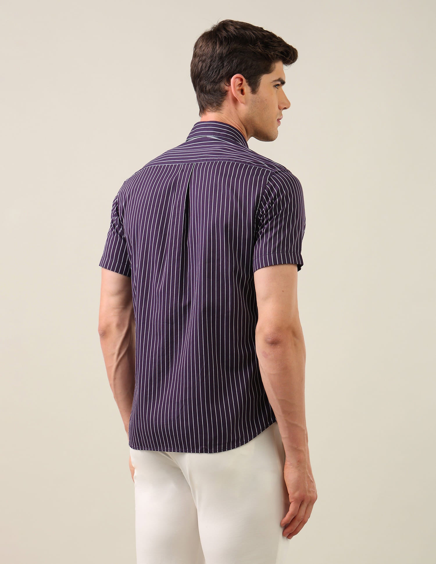 Vertical Striped Tailored Fit Shirt Purple - U.S. Polo Assn. India | Large