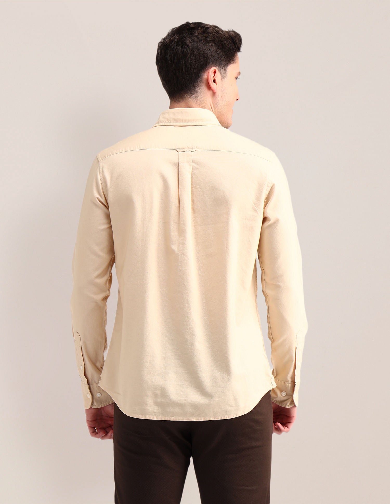 Tailored Fit Pure Cotton Shirt Light Beige - U.S. Polo Assn. India | Large