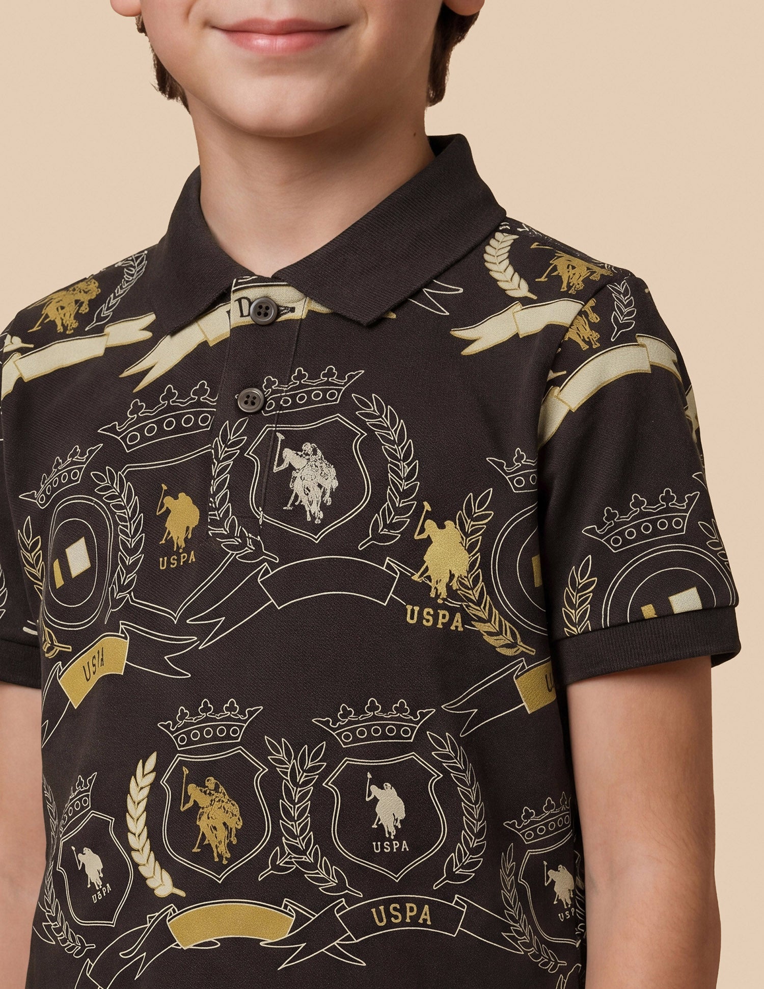 Graphic Brand Printed Regular Fit Polo Shirt Dark Brown - U.S. Polo Assn. India | Large