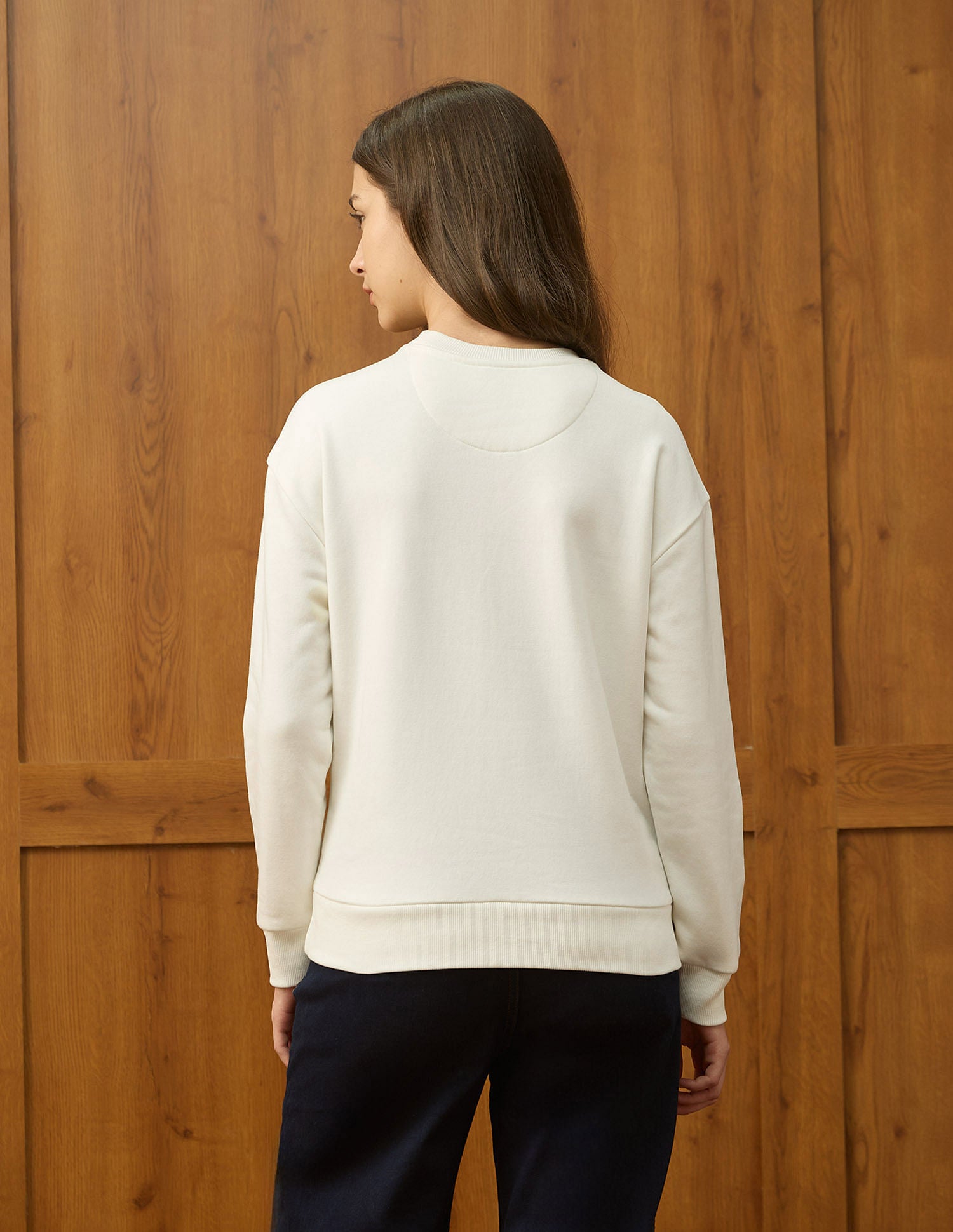 Drop Shoulder Brand Printed Sweatshirt Off White - U.S. POLO ASSN. | Large